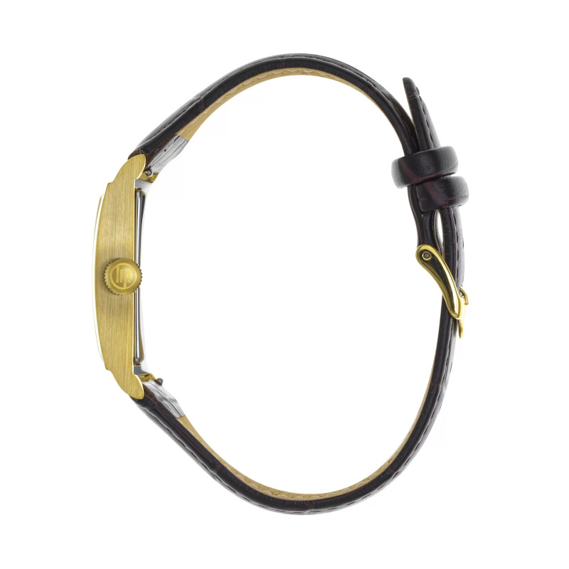 Montre LIP Churchill T24 Dorée - Cadran Argenté & Cuir Marron (671928)