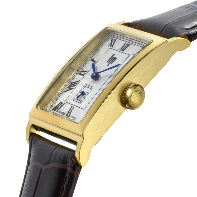 Montre LIP Churchill T24 Dorée - Cadran Argenté & Cuir Marron (671928)