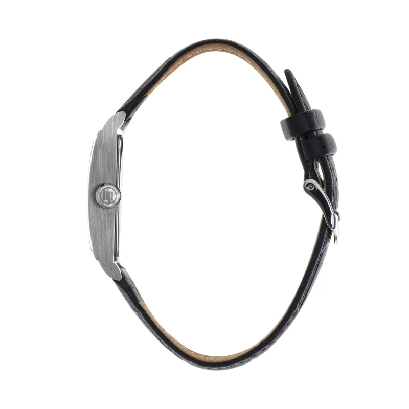 Montre LIP Churchill T24 Acier - Cadran Argenté & Cuir Noir (671927)