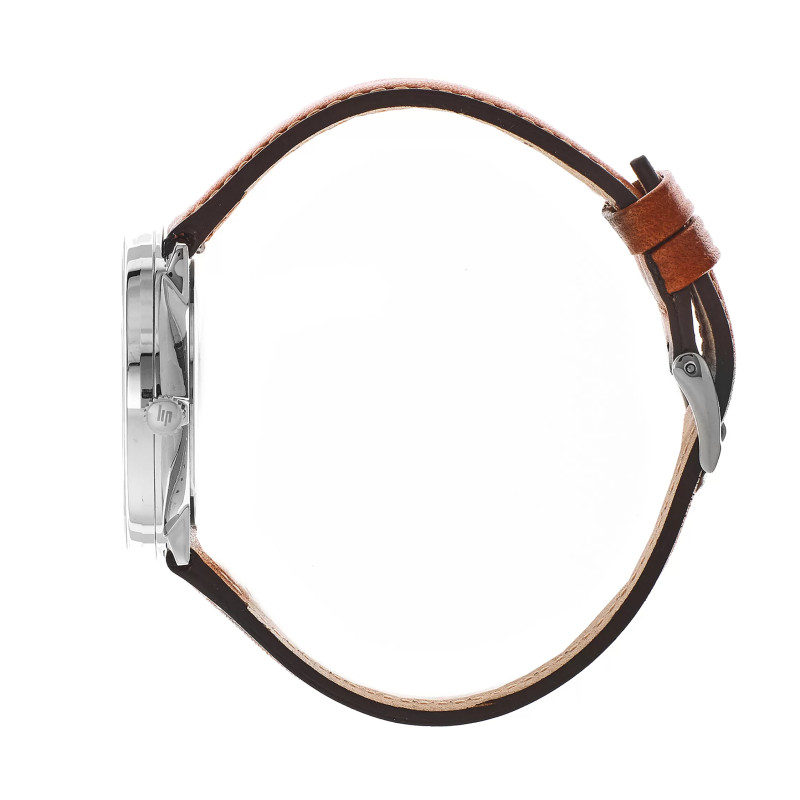 Montre LIP Dauphine 38 mm - Cadran Argenté & Bracelet Cuir Noir