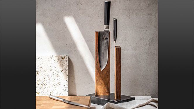 Bloc Couteaux Magnétique KAI Stonehenge – Granit & Noyer (STH-4)