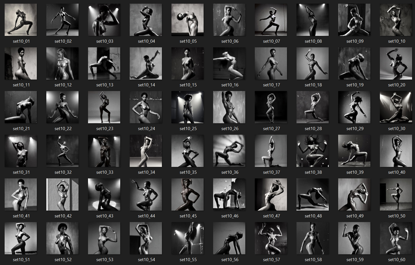 Art Nudes Vol. 10 | 60 Art Prints | Black Dancers  
