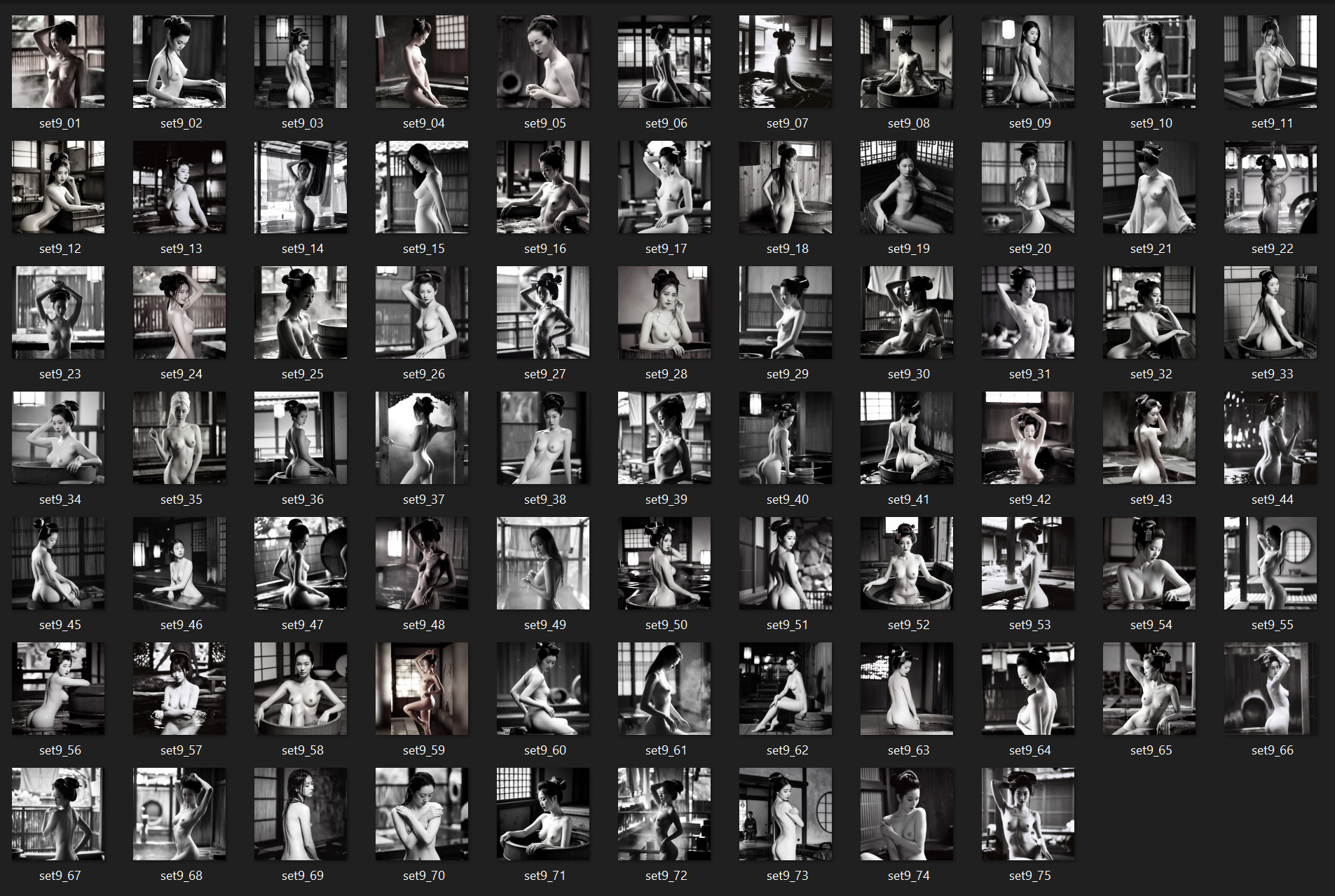 Art Nudes Vol. 9 | 75 Art Prints | Japanese Geisha Bathhouse Models  