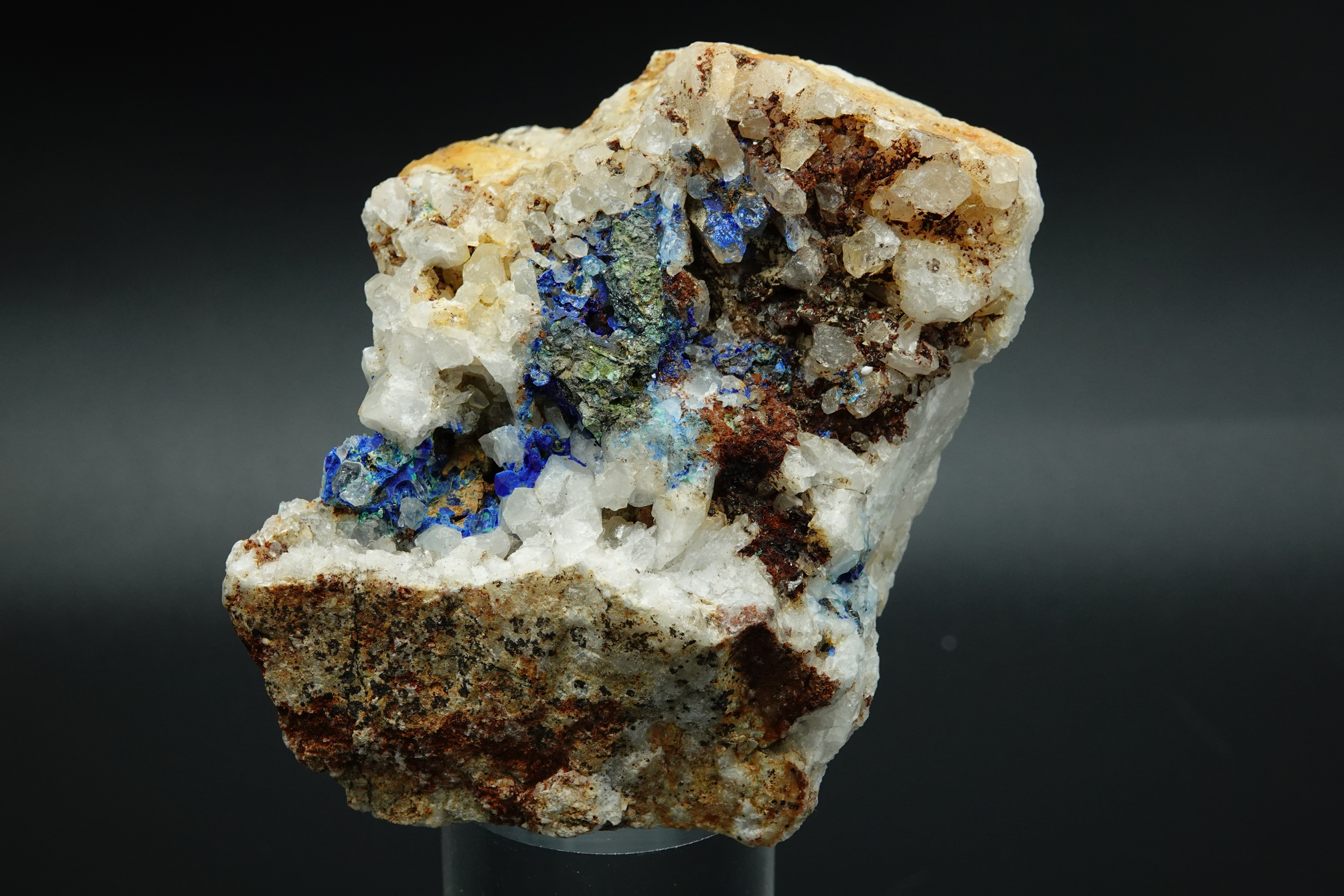 Azurite, Quartz et Malachite - Mine à Giraud (La Gardette), Isère, France - 2409 carats