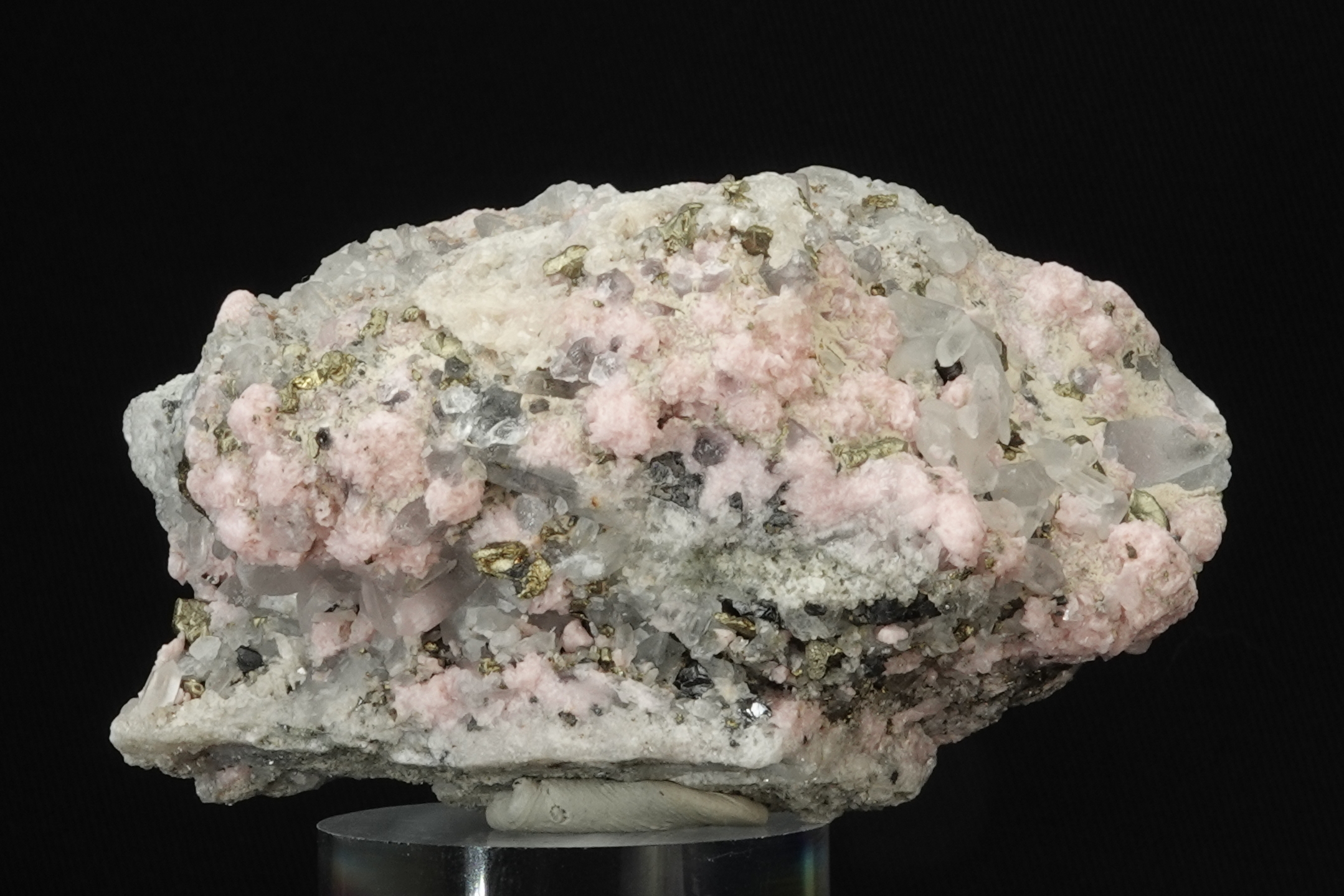 Rhodochrosite, Chalcopyrite, Sphalérite & Quartz - Mine de Davidkovo, Bulgarie - 1034,5 ct