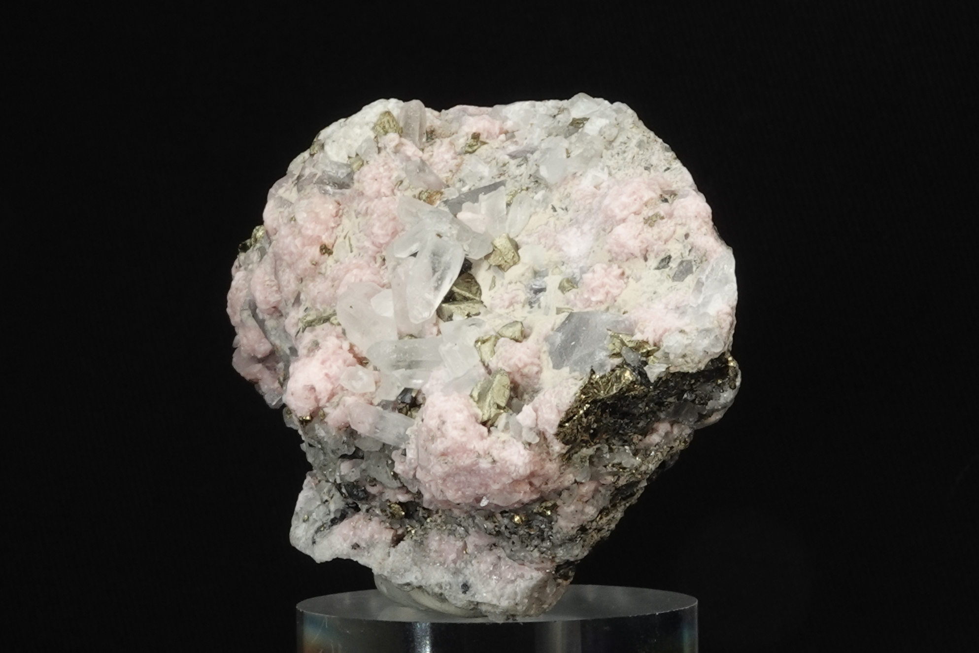 Rhodochrosite, Chalcopyrite, Sphalérite & Quartz - Mine de Davidkovo, Bulgarie - 1034,5 ct