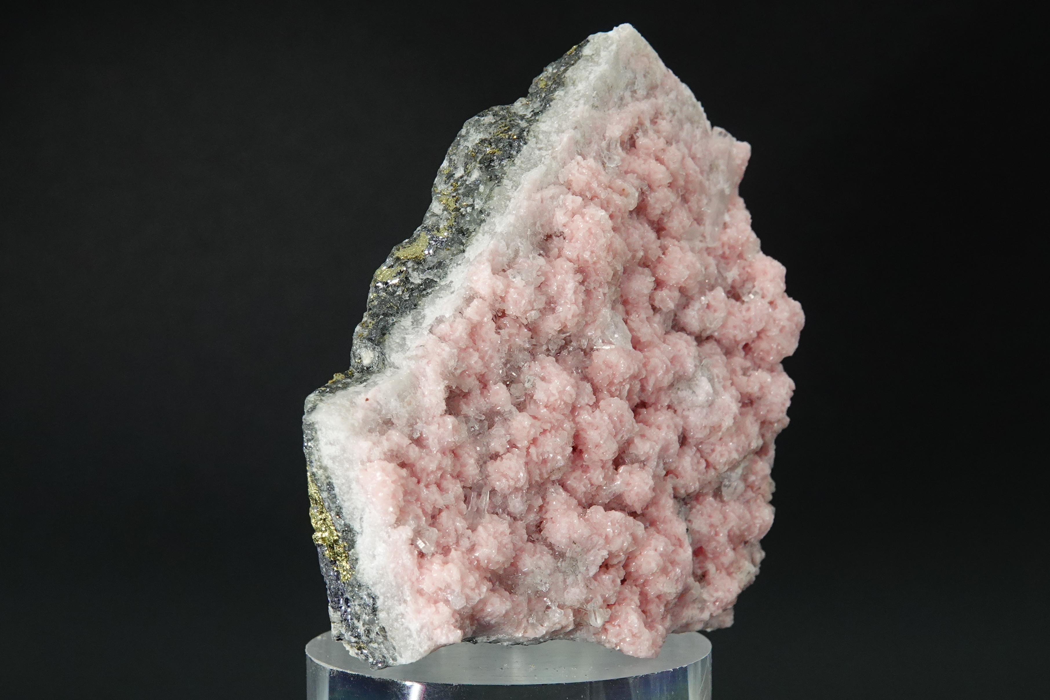 Rhodochrosite & Calcite avec Inclusions Chalcopyrite & Spharélite - Bulgarie - 597 CARATS