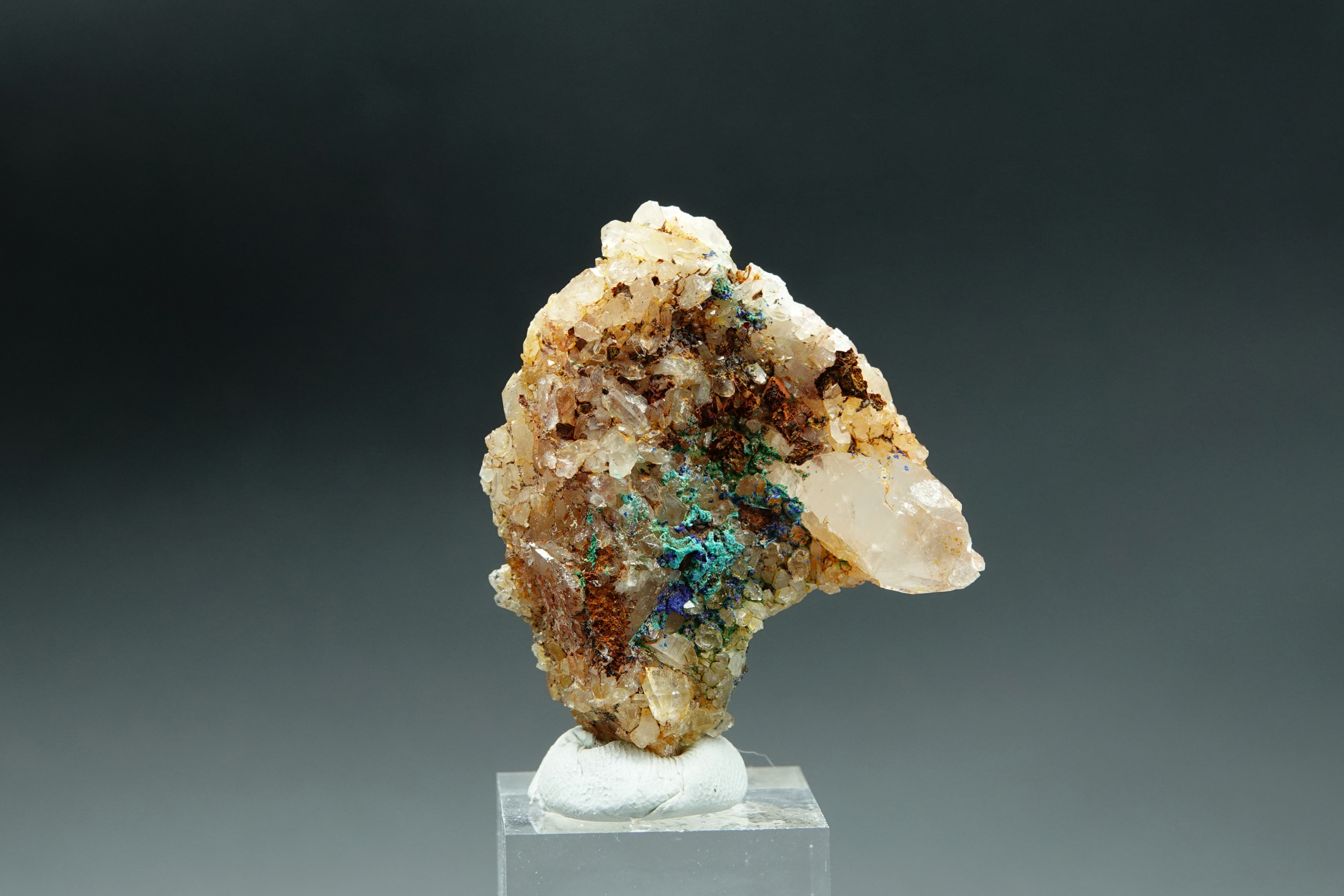 Azurite, Quartz et Malachite - Isère, France - 107 ct