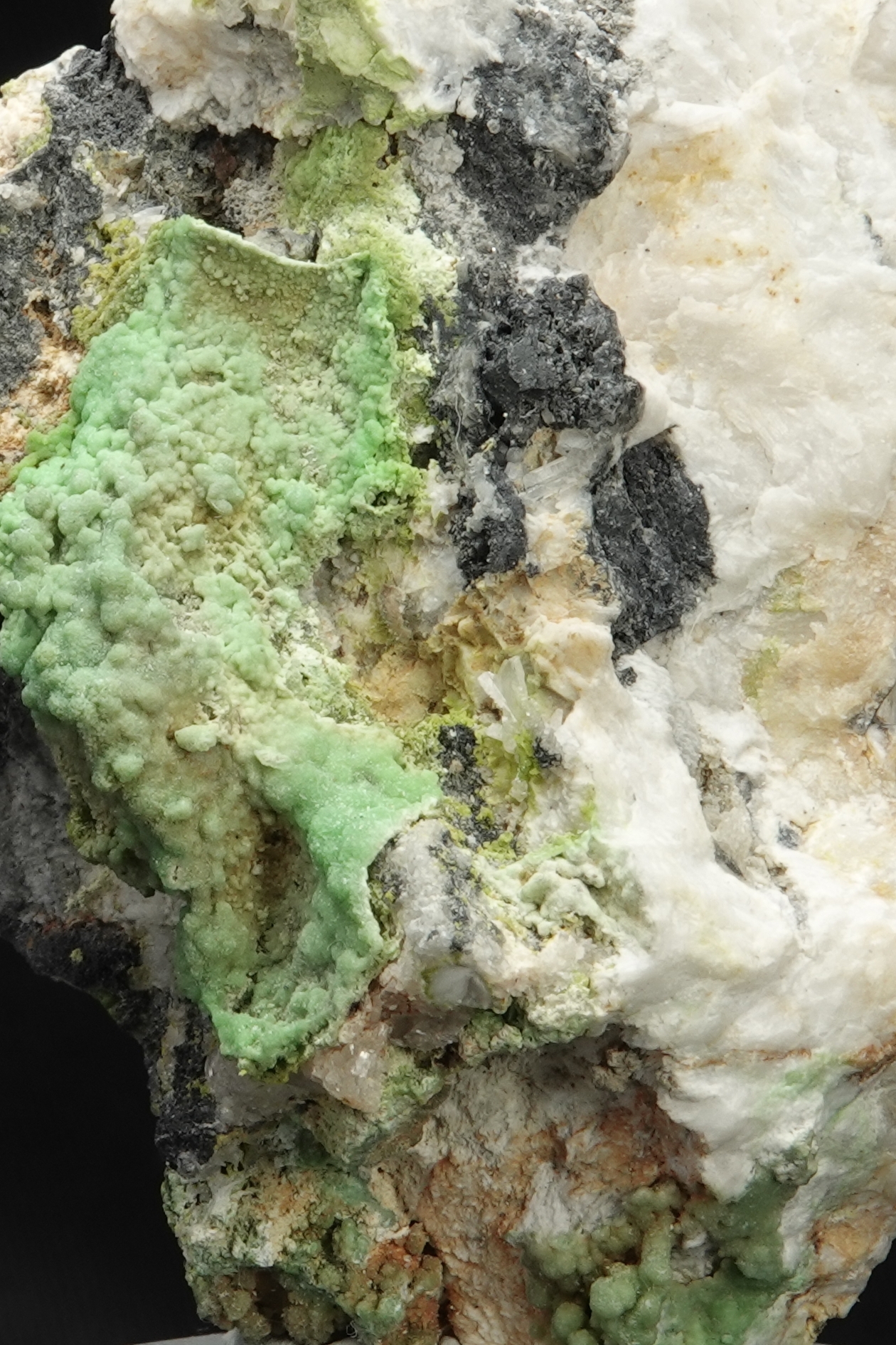 Pyromorphite sur Galène et gangue - Mine de Montevecchio, Arbus, Sardaigne, Italie - 1101 ct