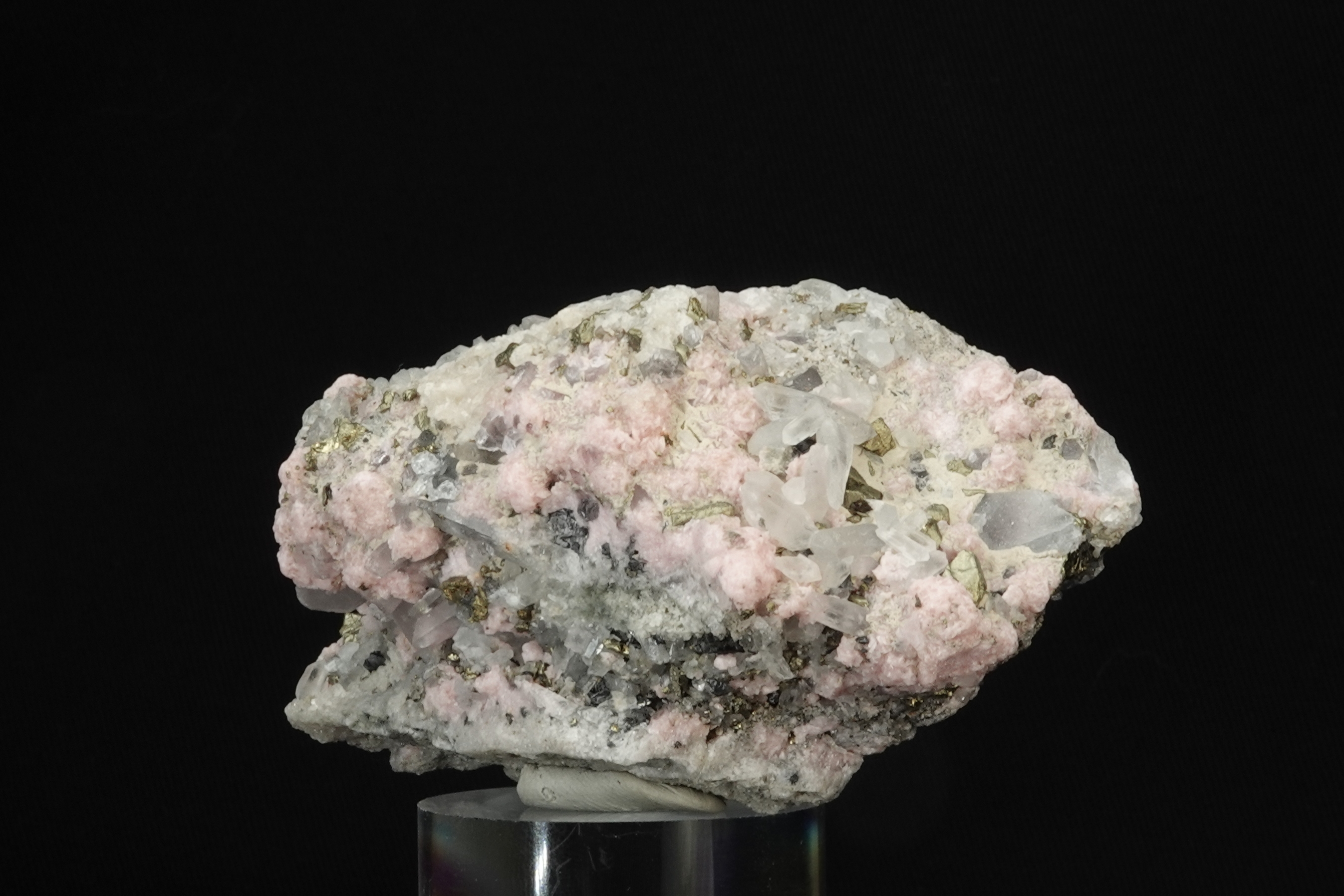 Rhodochrosite, Chalcopyrite, Sphalérite & Quartz - Mine de Davidkovo, Bulgarie - 1034,5 ct