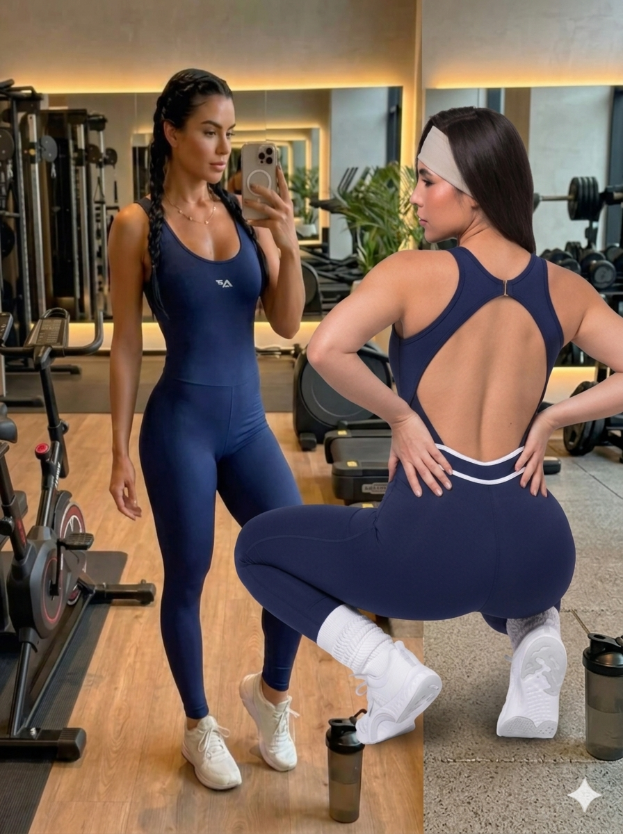 Macacão Fitness Azul Marinho
