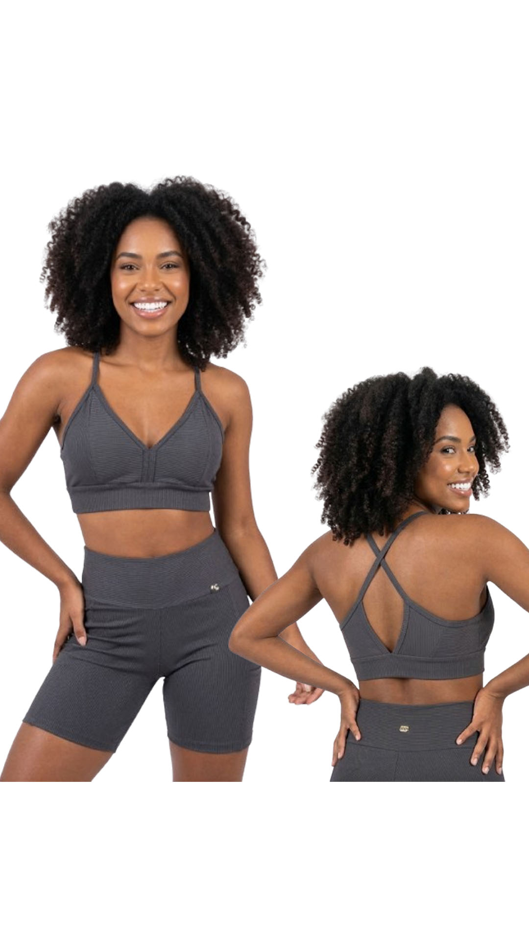 Conjunto Fitness com bojo - Cinza