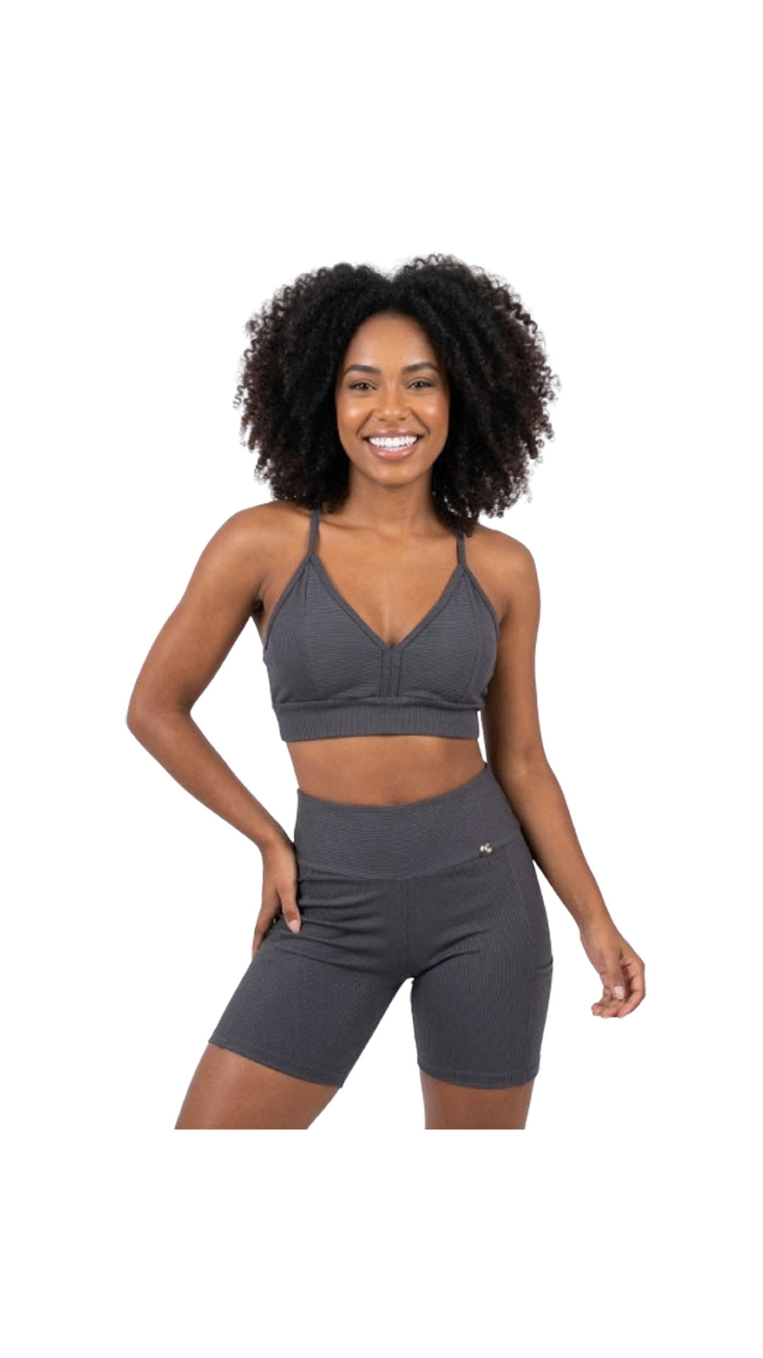 Conjunto Fitness com bojo - Cinza