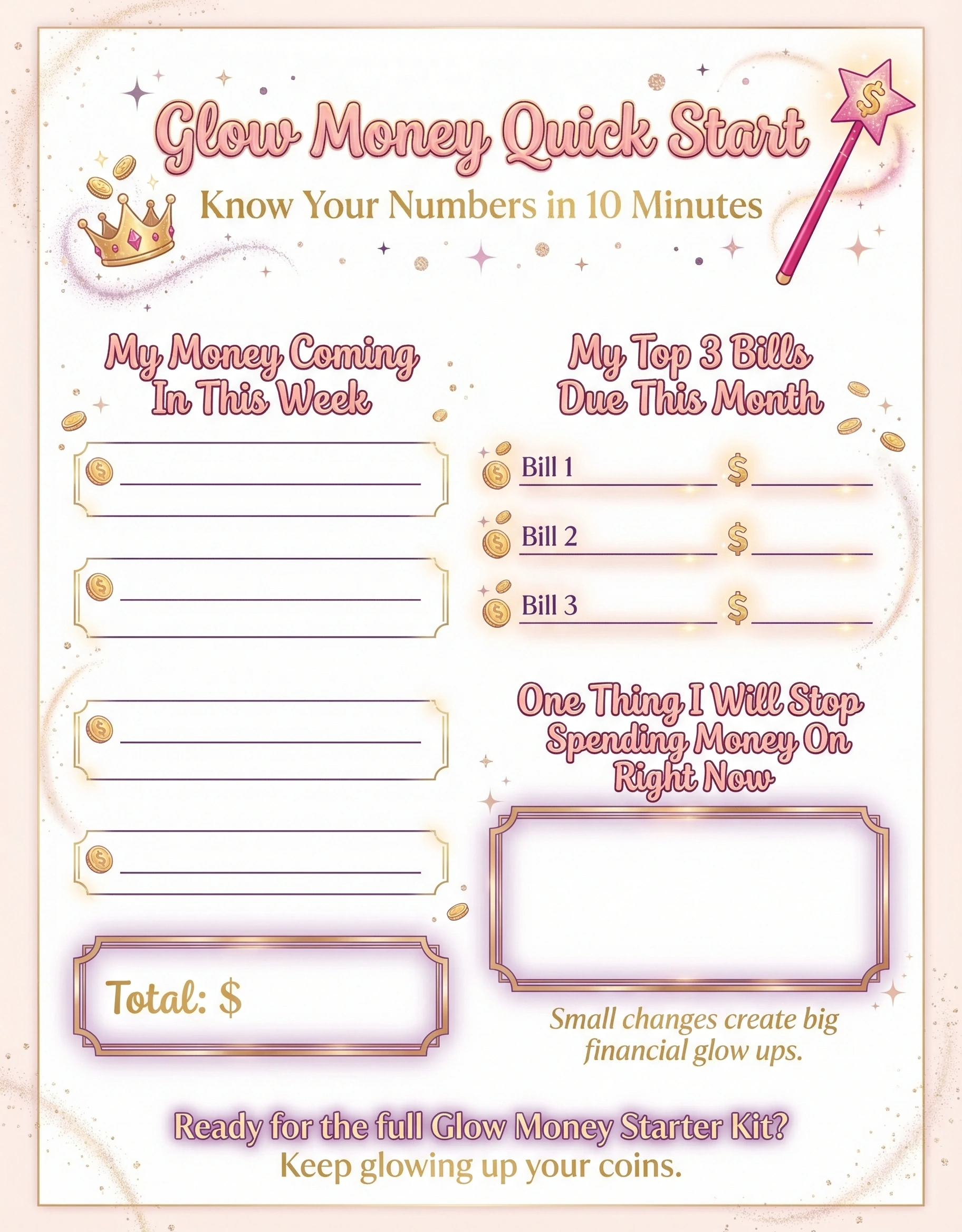 Glow Money Quick Start Sheet