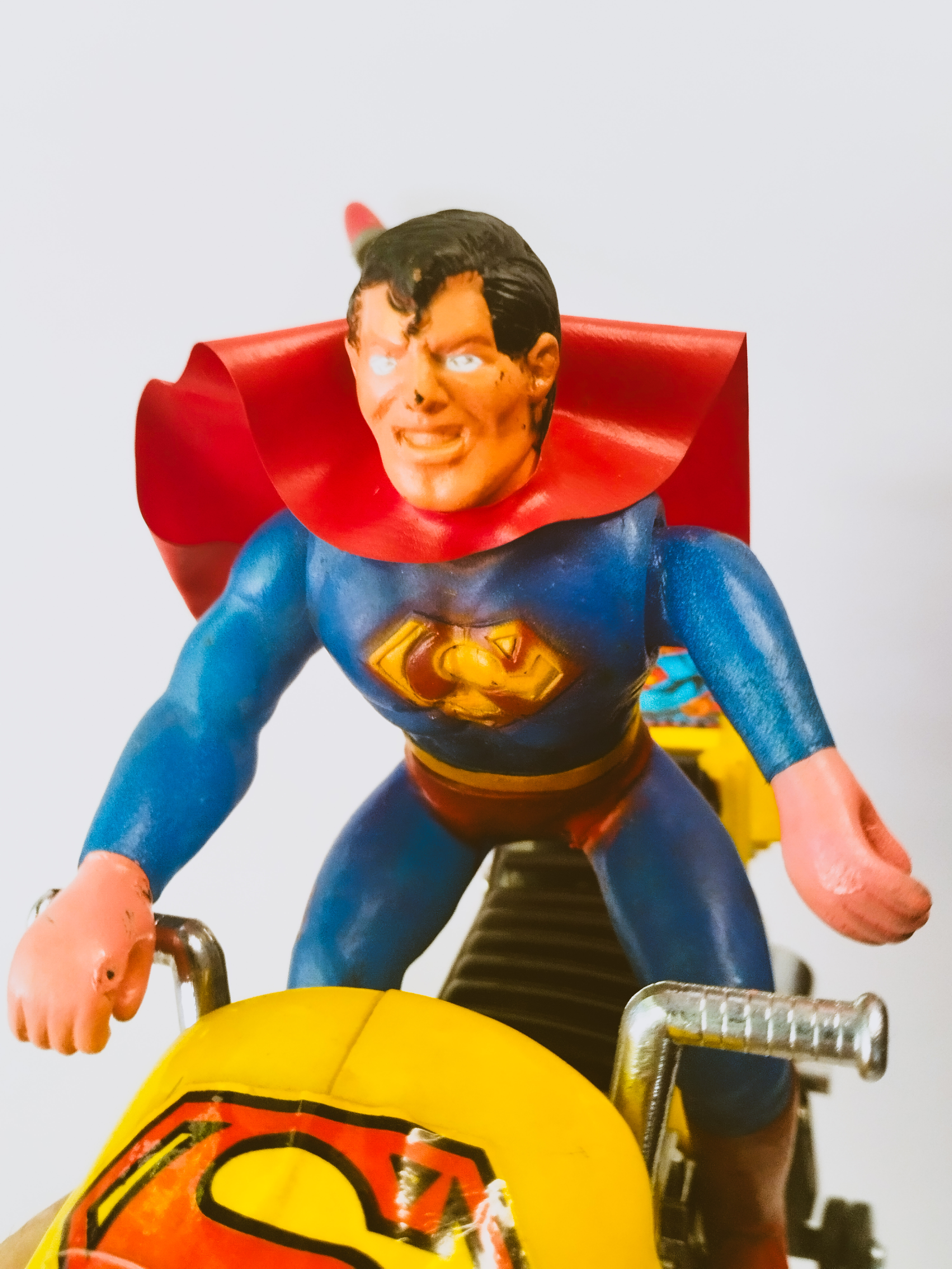 Vintage Superman Motorcycle Bootleg – Battery Operated Toy with Box 80s