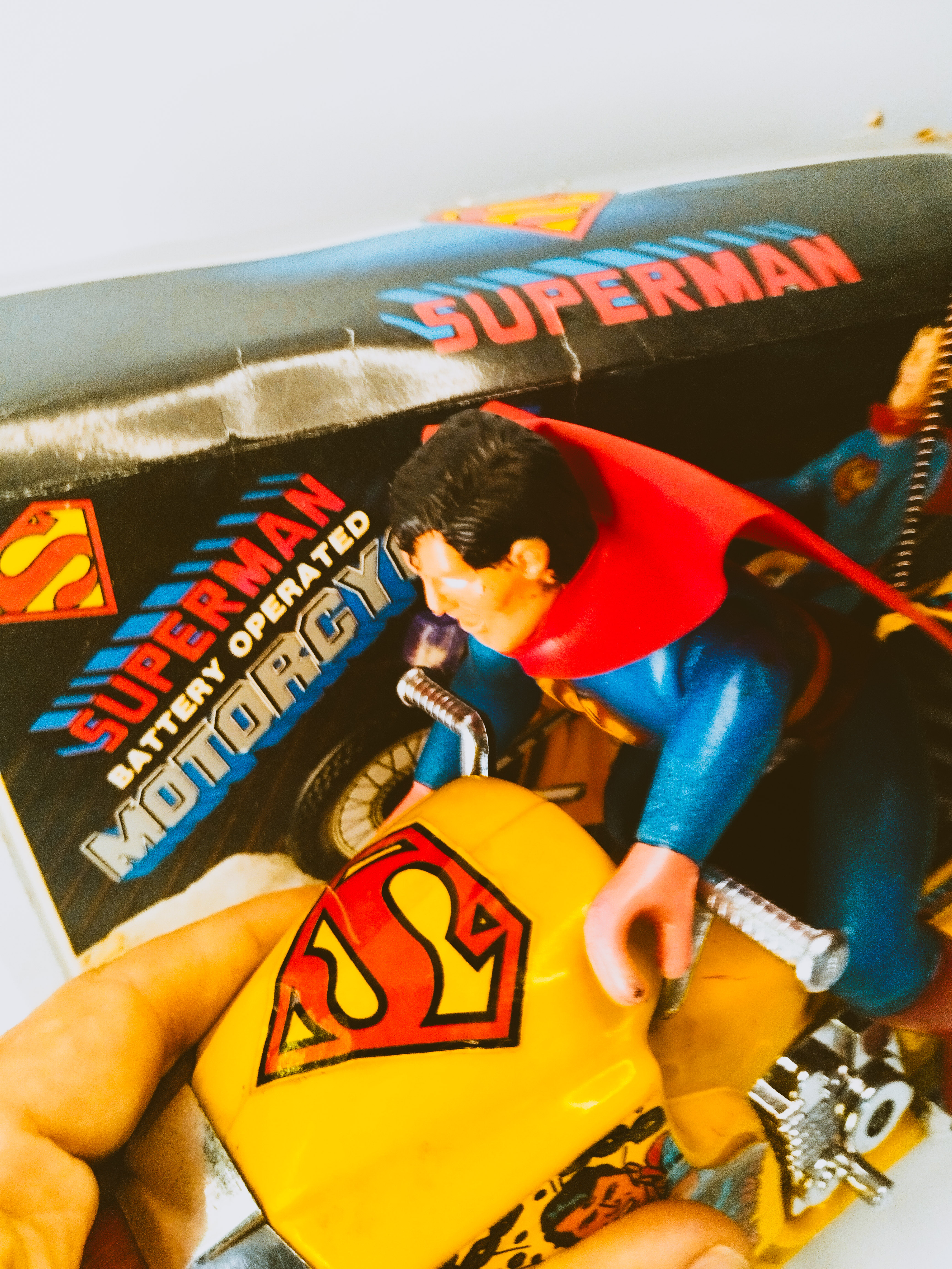 Vintage Superman Motorcycle Bootleg – Battery Operated Toy with Box 80s