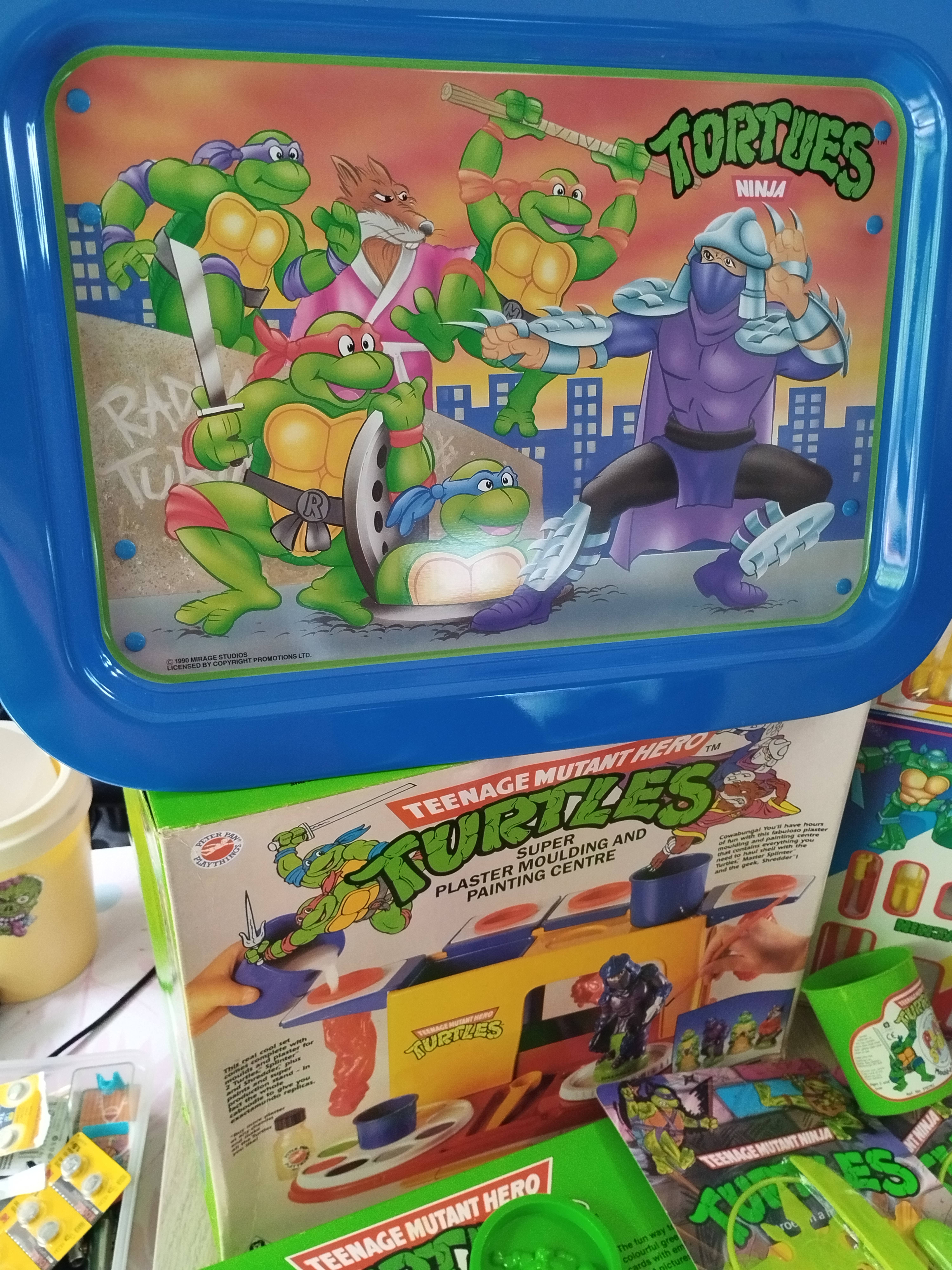 Vintage Teenage Mutant Ninja Turtles Lot Bootleg Rare Ninja Robot + Plaster Set + Weapons Bundle 90s