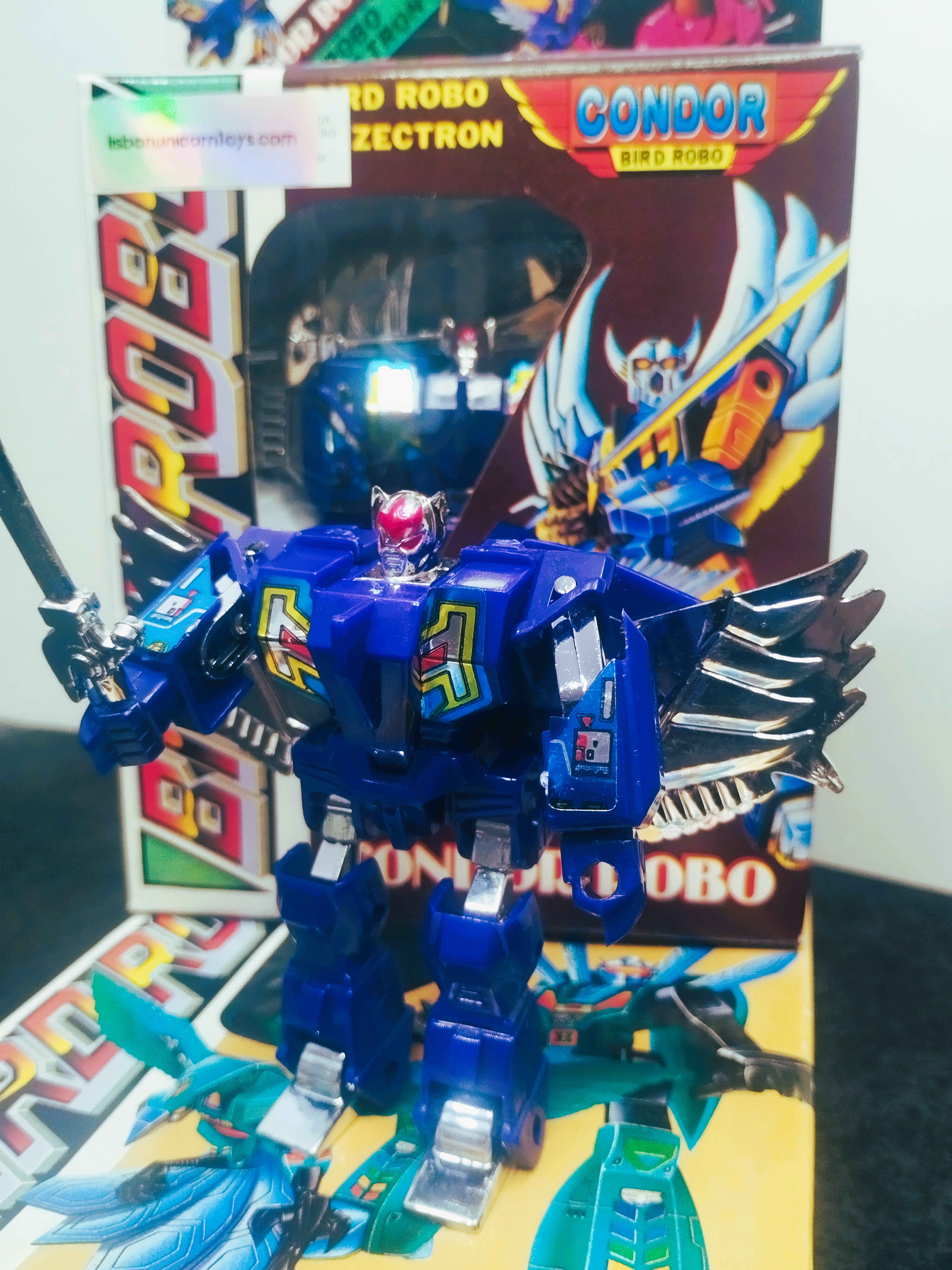 Vintage CONDOR ROBO Transforming Robot Bird Zectron Taiwan Bootleg 80s Rare Diecast Wings Figure