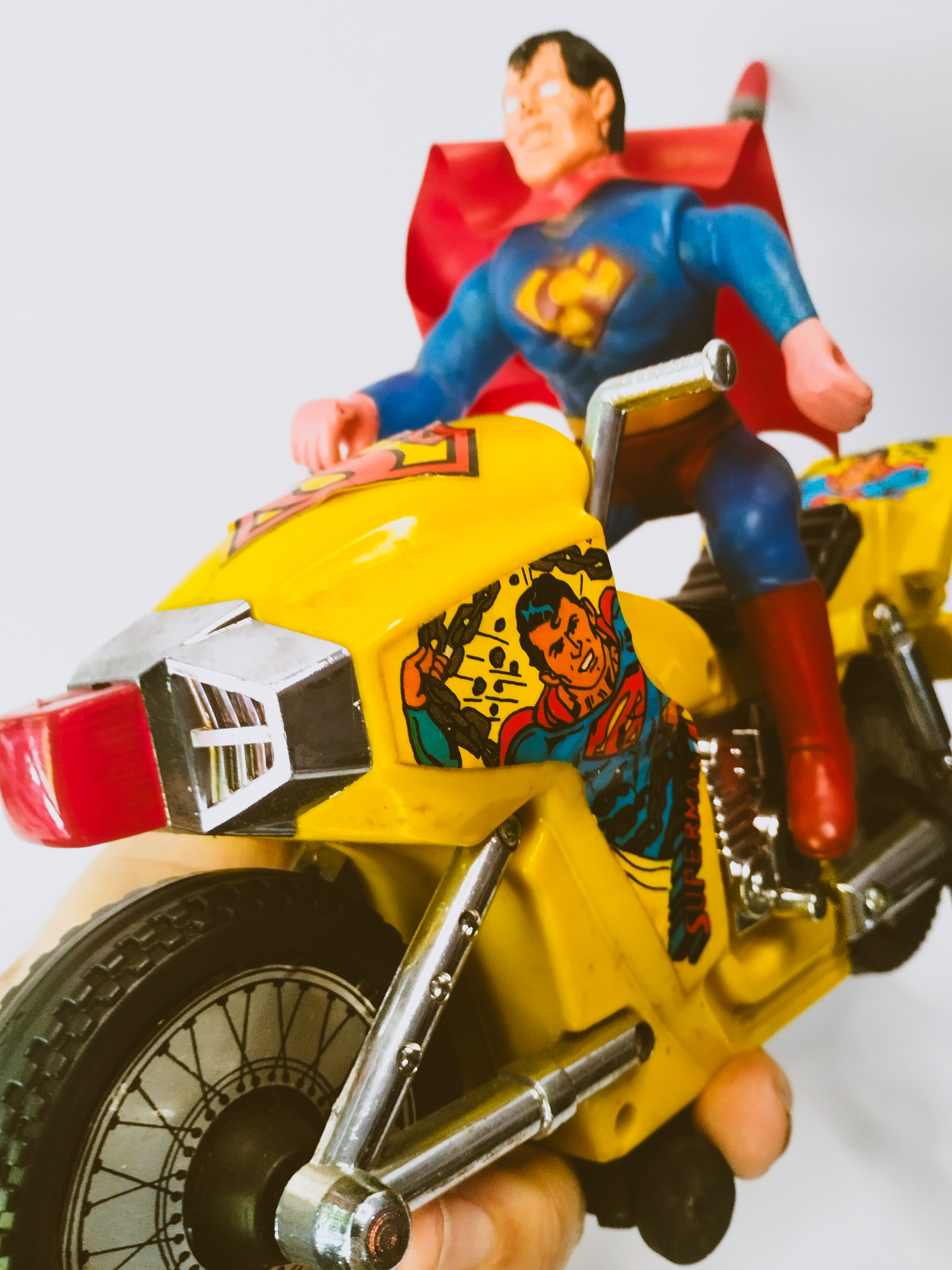 Vintage Superman Motorcycle Bootleg – Battery Operated Toy with Box 80s