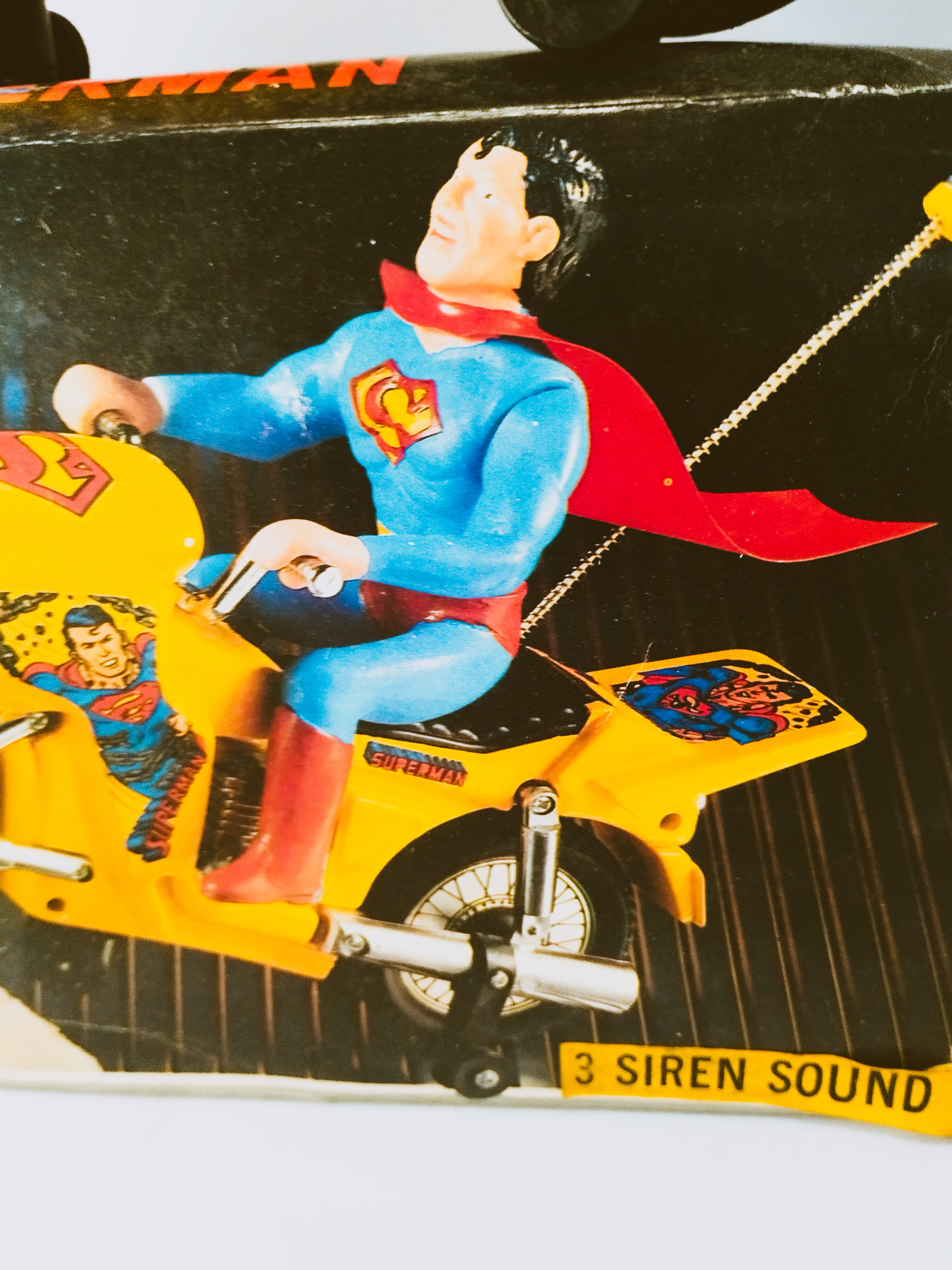 Vintage Superman Motorcycle Bootleg – Battery Operated Toy with Box 80s