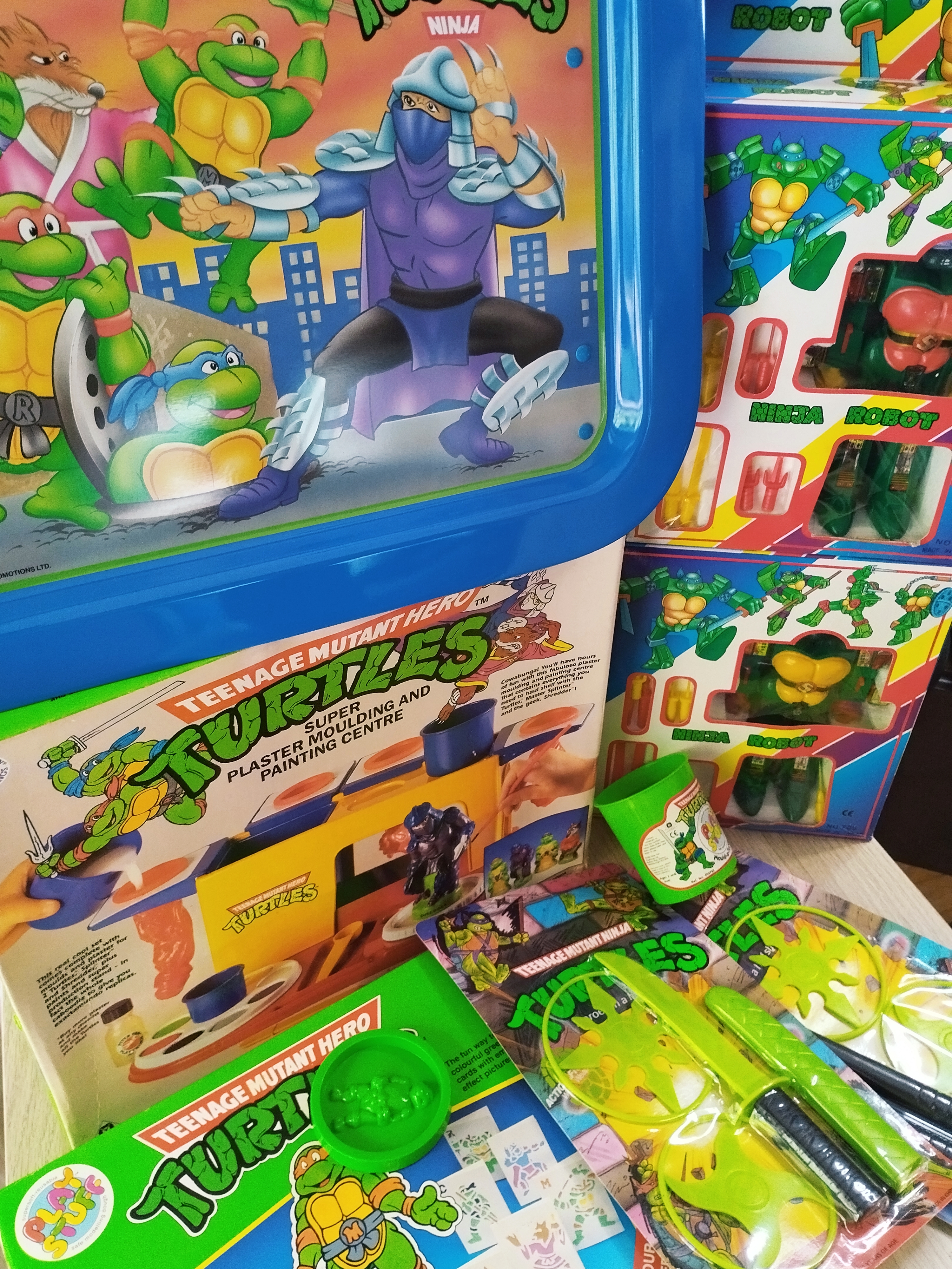 Vintage Teenage Mutant Ninja Turtles Lot Bootleg Rare Ninja Robot + Plaster Set + Weapons Bundle 90s