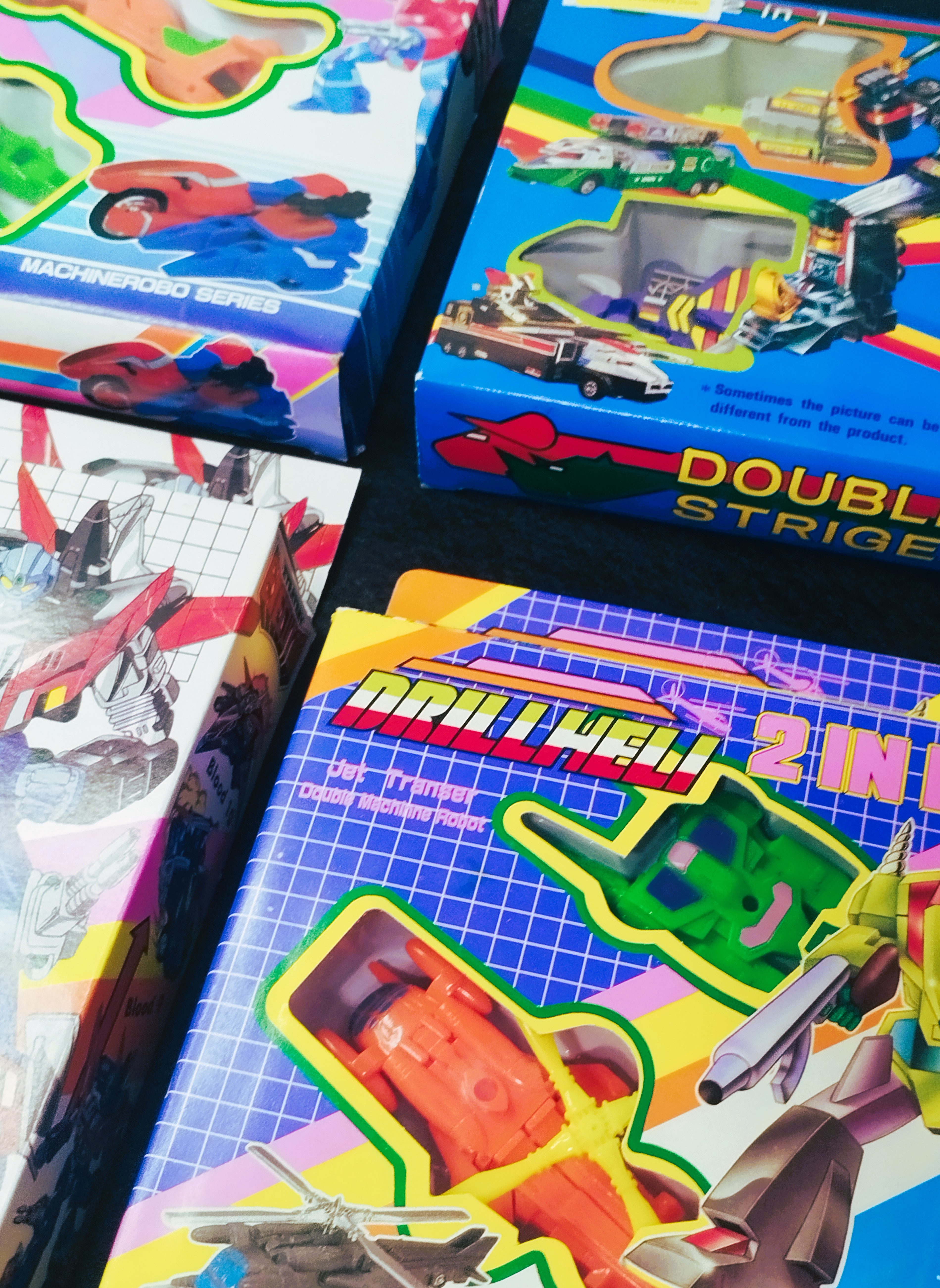Vintage 2-in-1 Machine Robot Bootleg Gift Set – Exclusive Pack of 4 Transforming Robots in Original Boxes