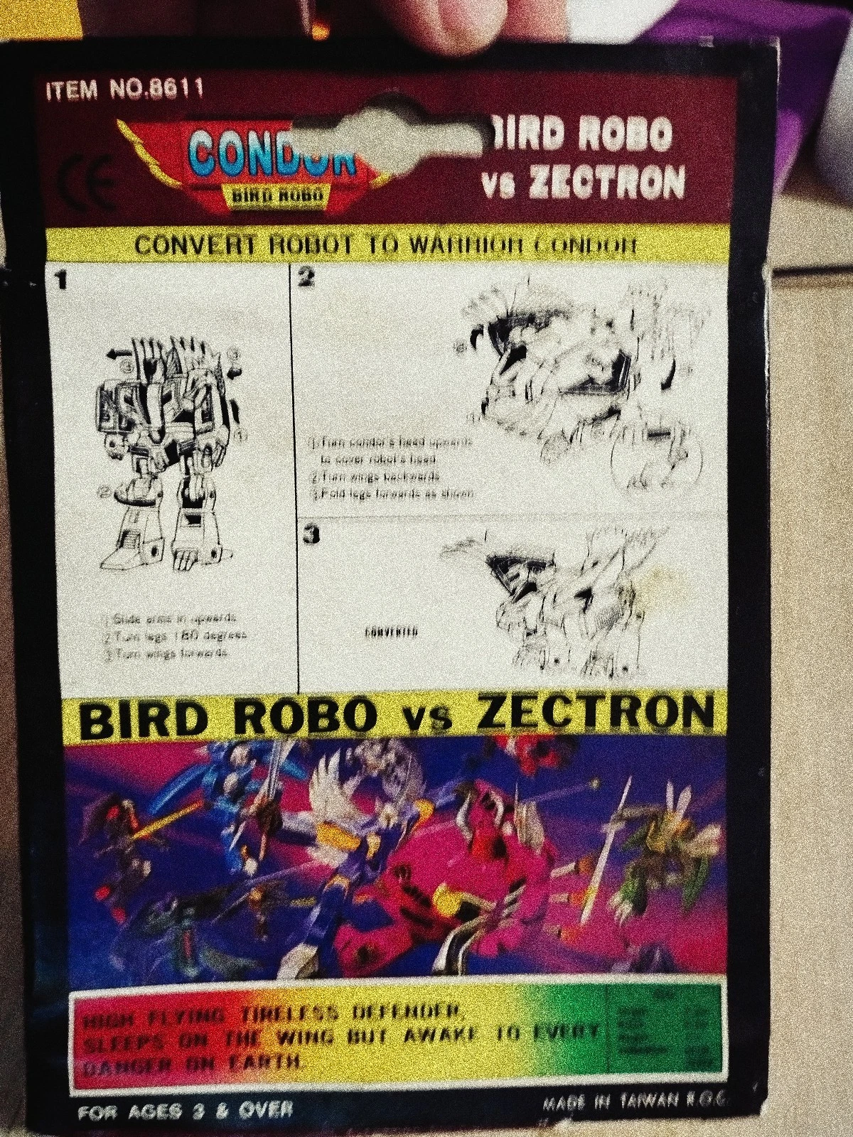 Vintage CONDOR ROBO Transforming Robot Bird Zectron Taiwan Bootleg 80s Rare Diecast Wings Figure