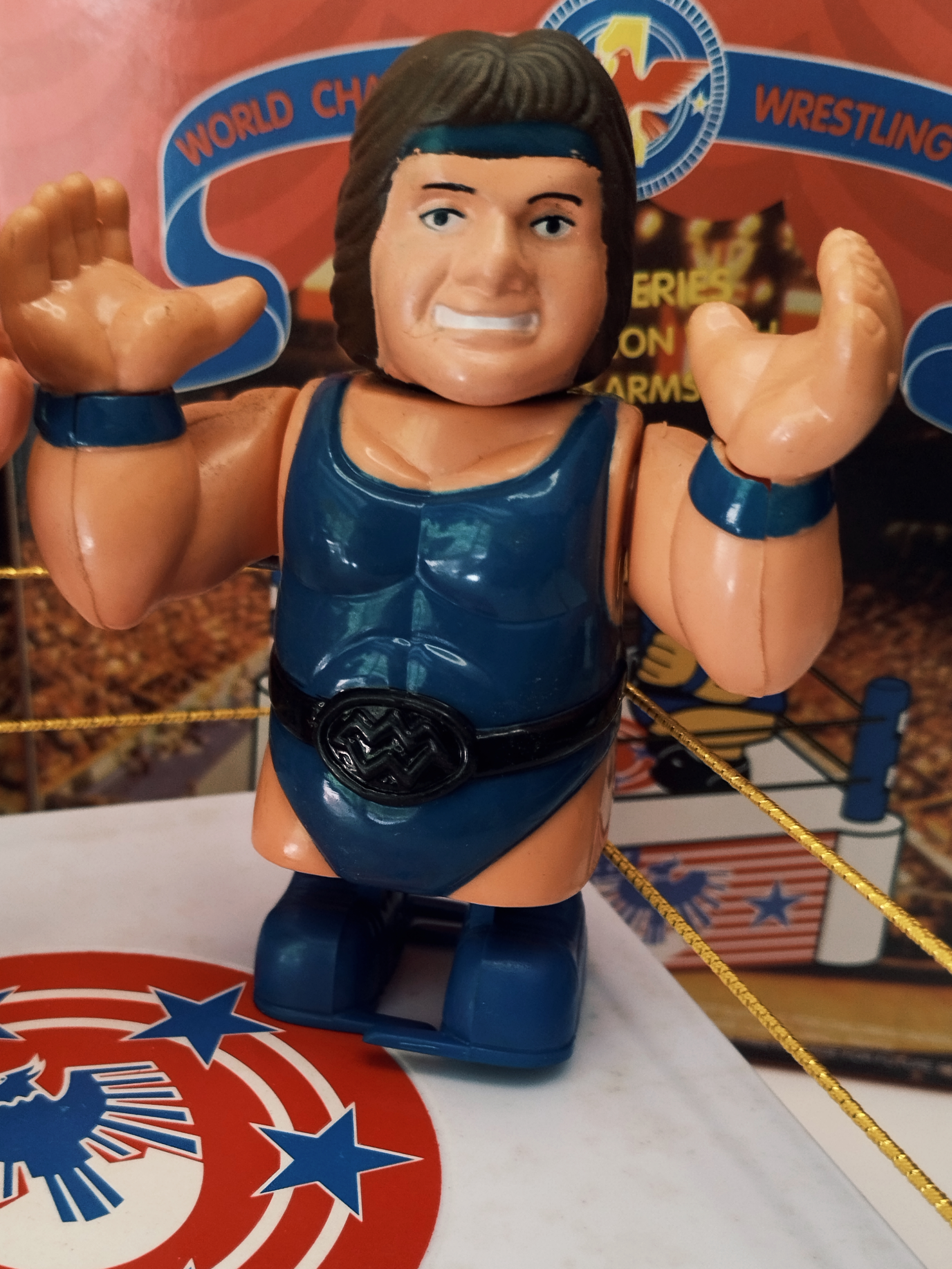 Vintage Bootleg Wrestling Ring Wind-Up Toy Set – World Champion Series NOS