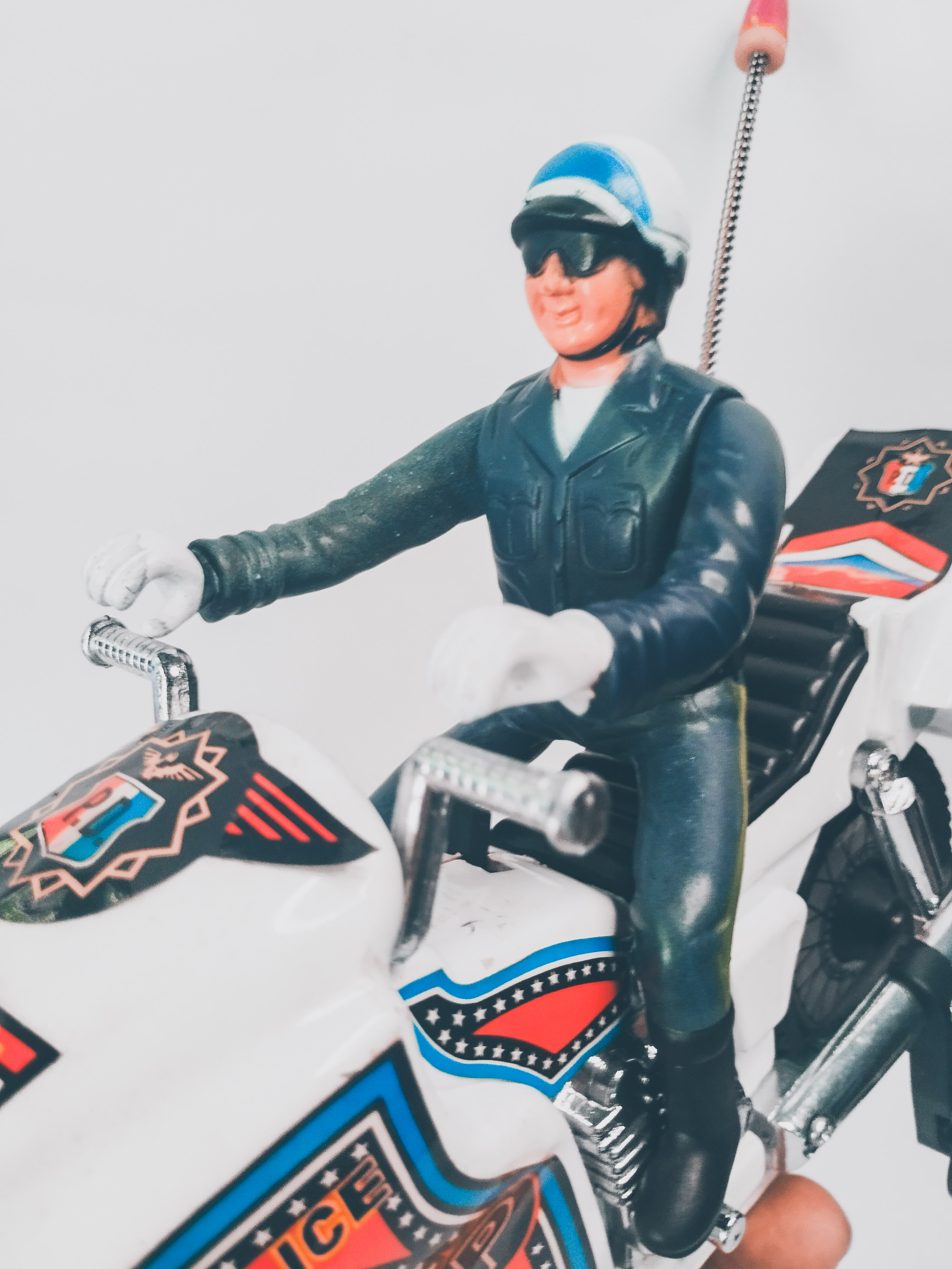 Vintage Police Motorcycle with Rider – Battery Operated Retro Toy 80s 90s