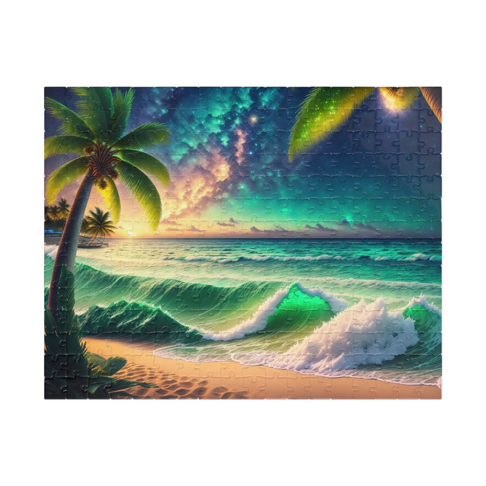Palm Tree Beach at Night Jigsaw Puzzle