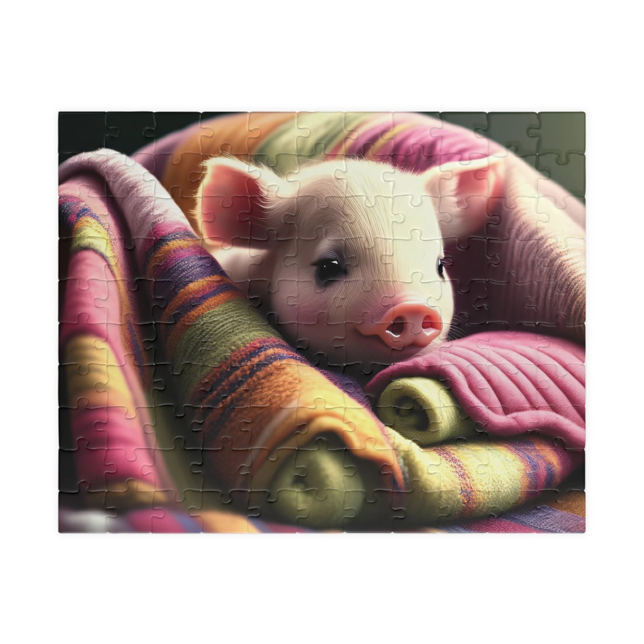 Cute Pig in Blanket Jigsaw Puzzle