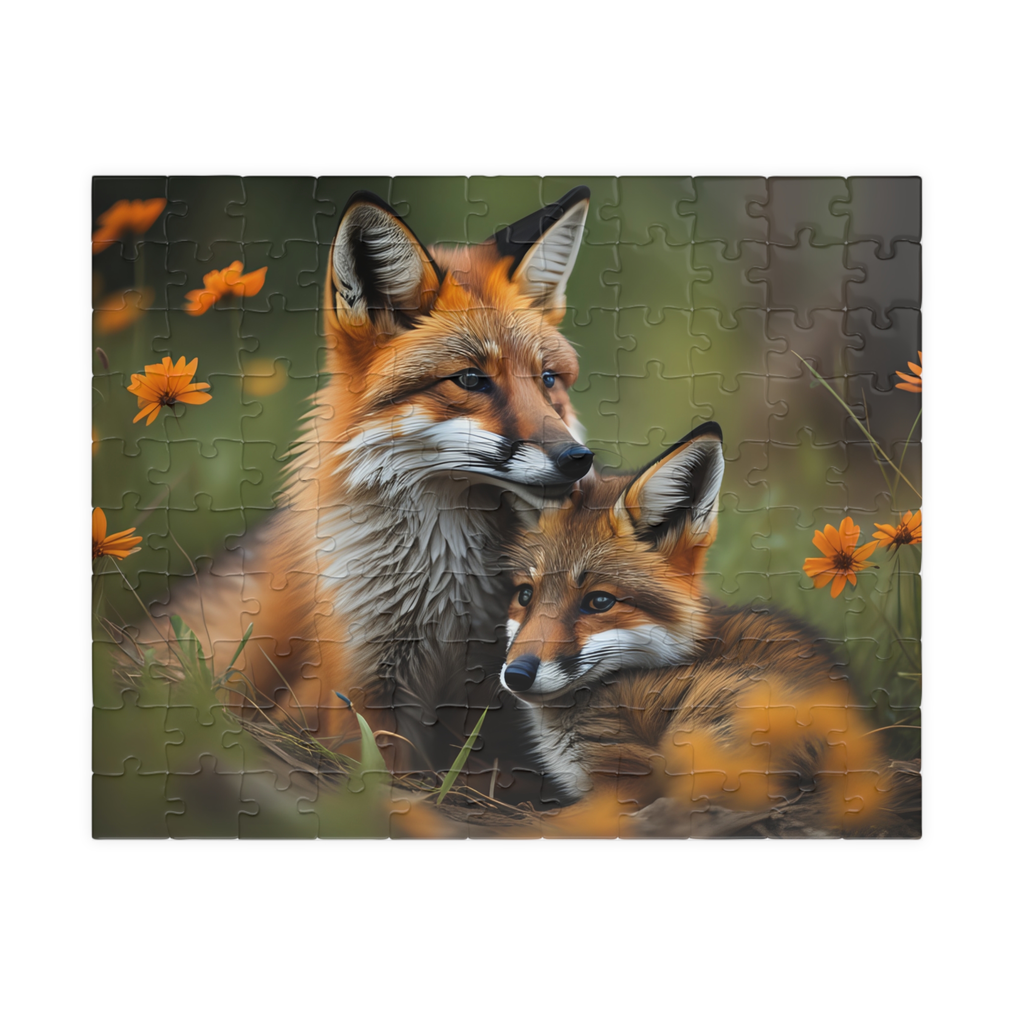 Mother and Baby Fox Jigsaw Puzzle