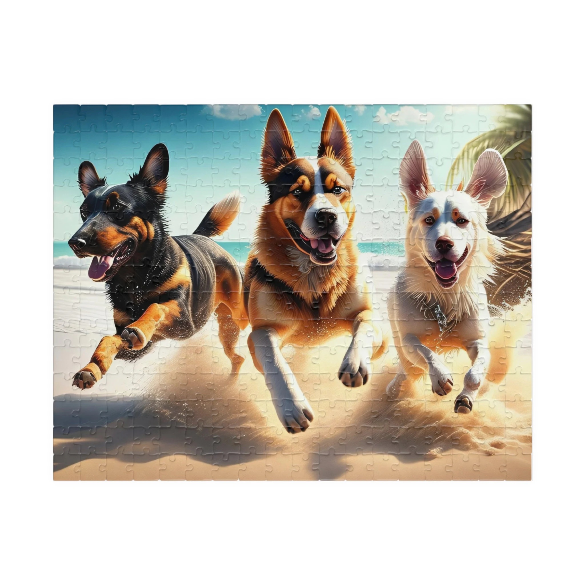 Three Dogs at the Beach Jigsaw Puzzle