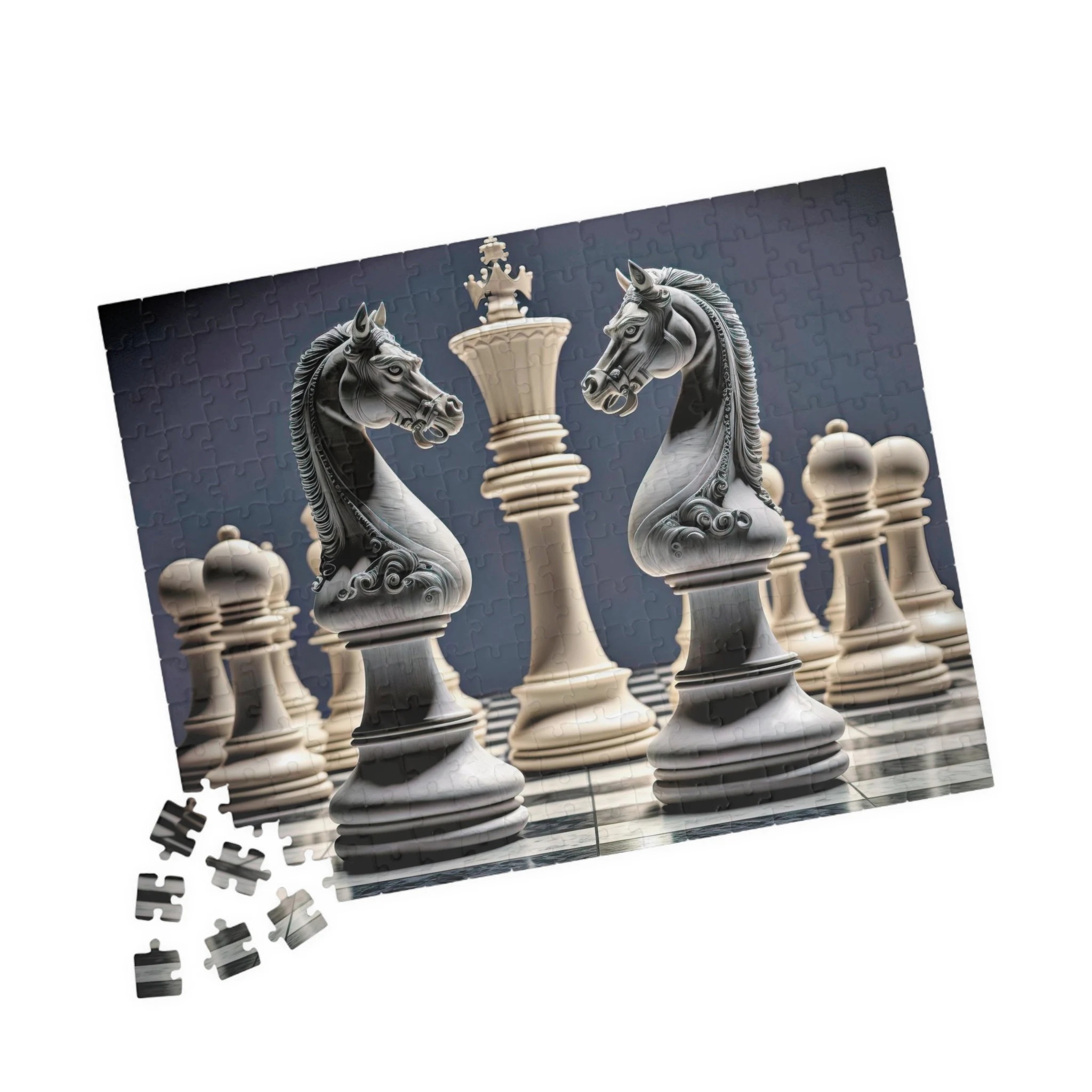 Chess Game Pieces Face Off Jigsaw Puzzle