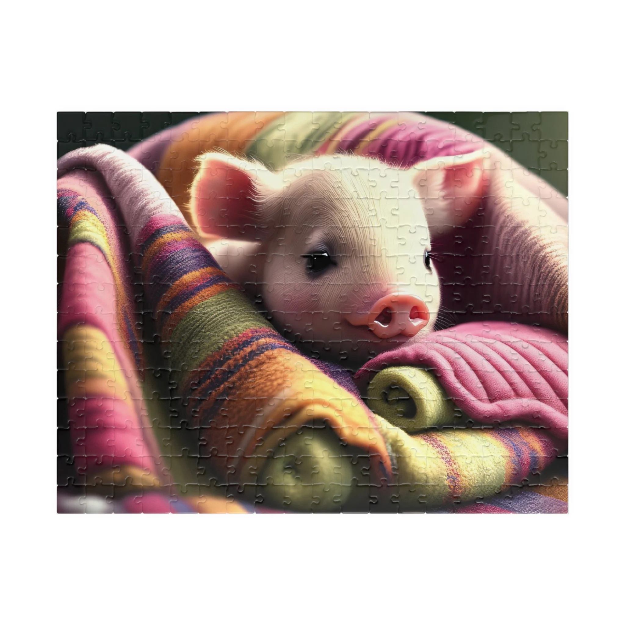 Cute Pig in Blanket Jigsaw Puzzle