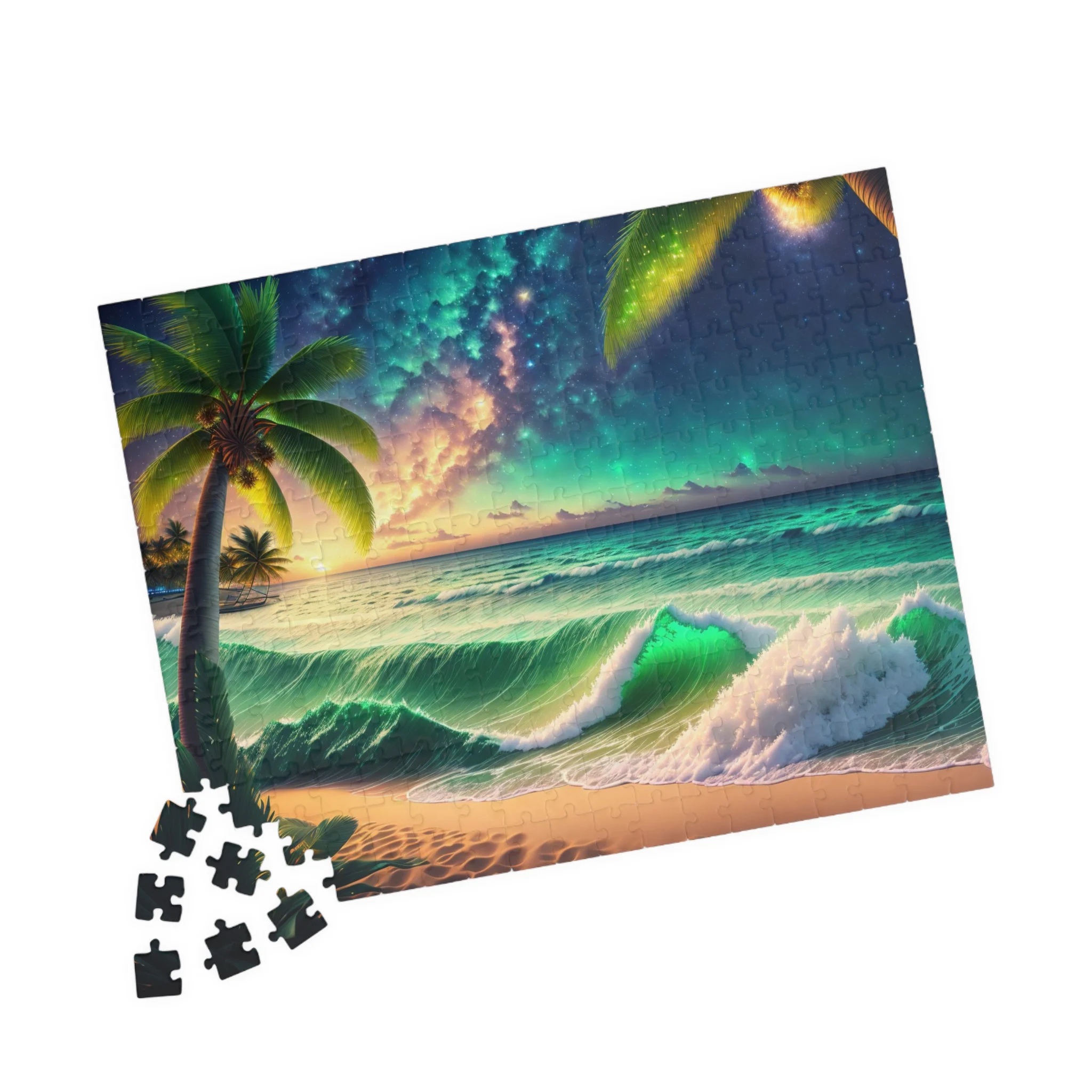 Palm Tree Beach at Night Jigsaw Puzzle