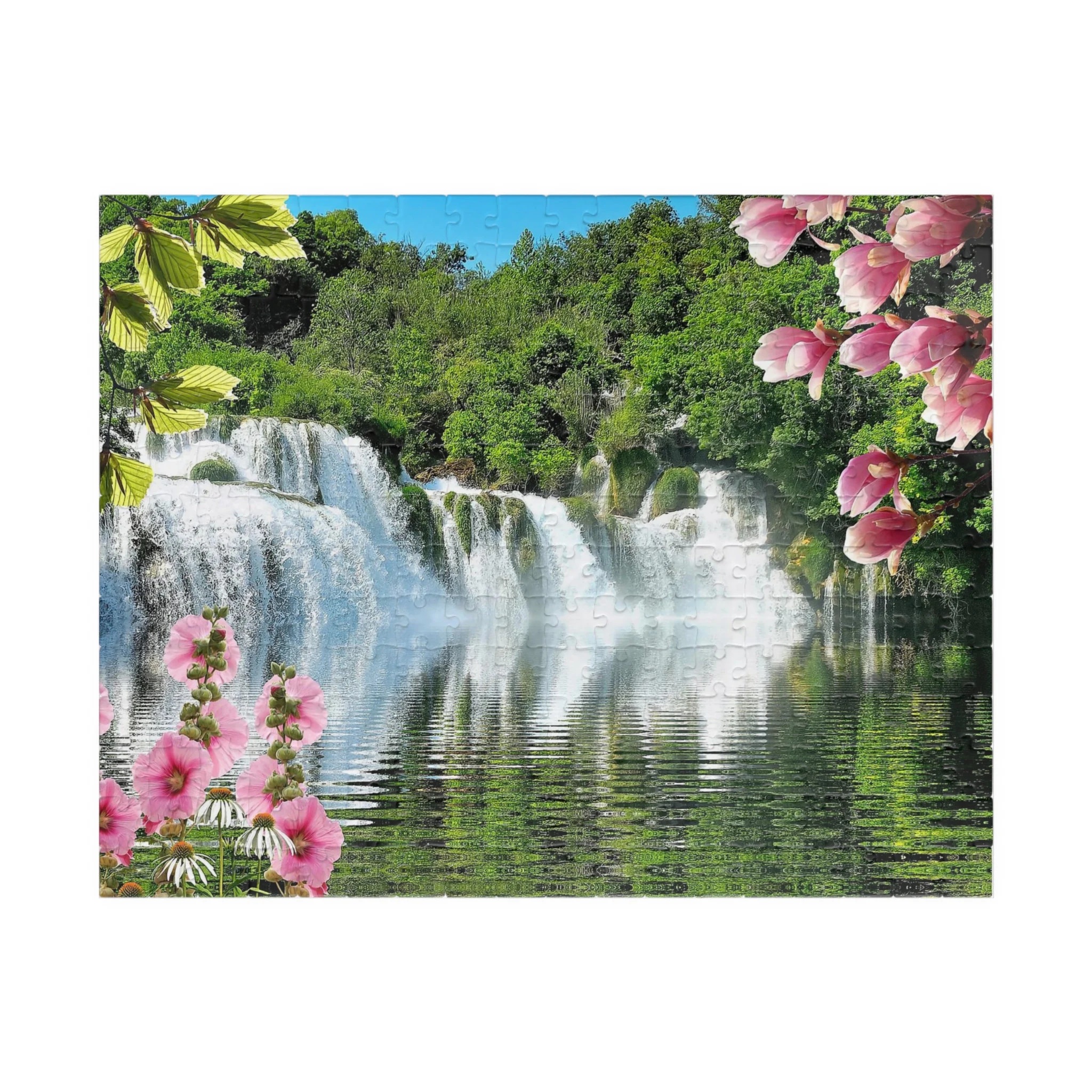 Tranquil Waterfall Scene Jigsaw Puzzle