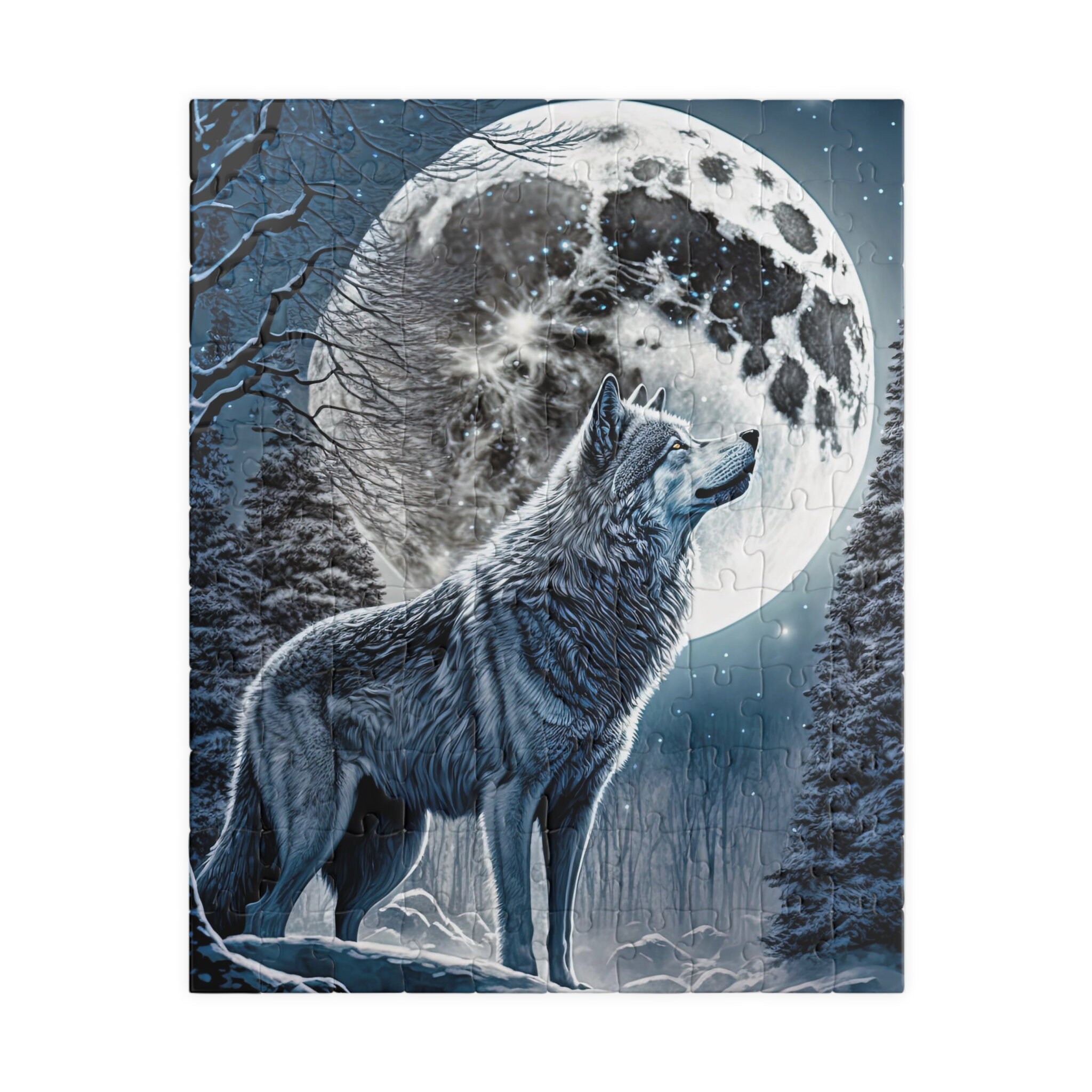 Gray Wolf Howling at Moon Jigsaw Puzzle