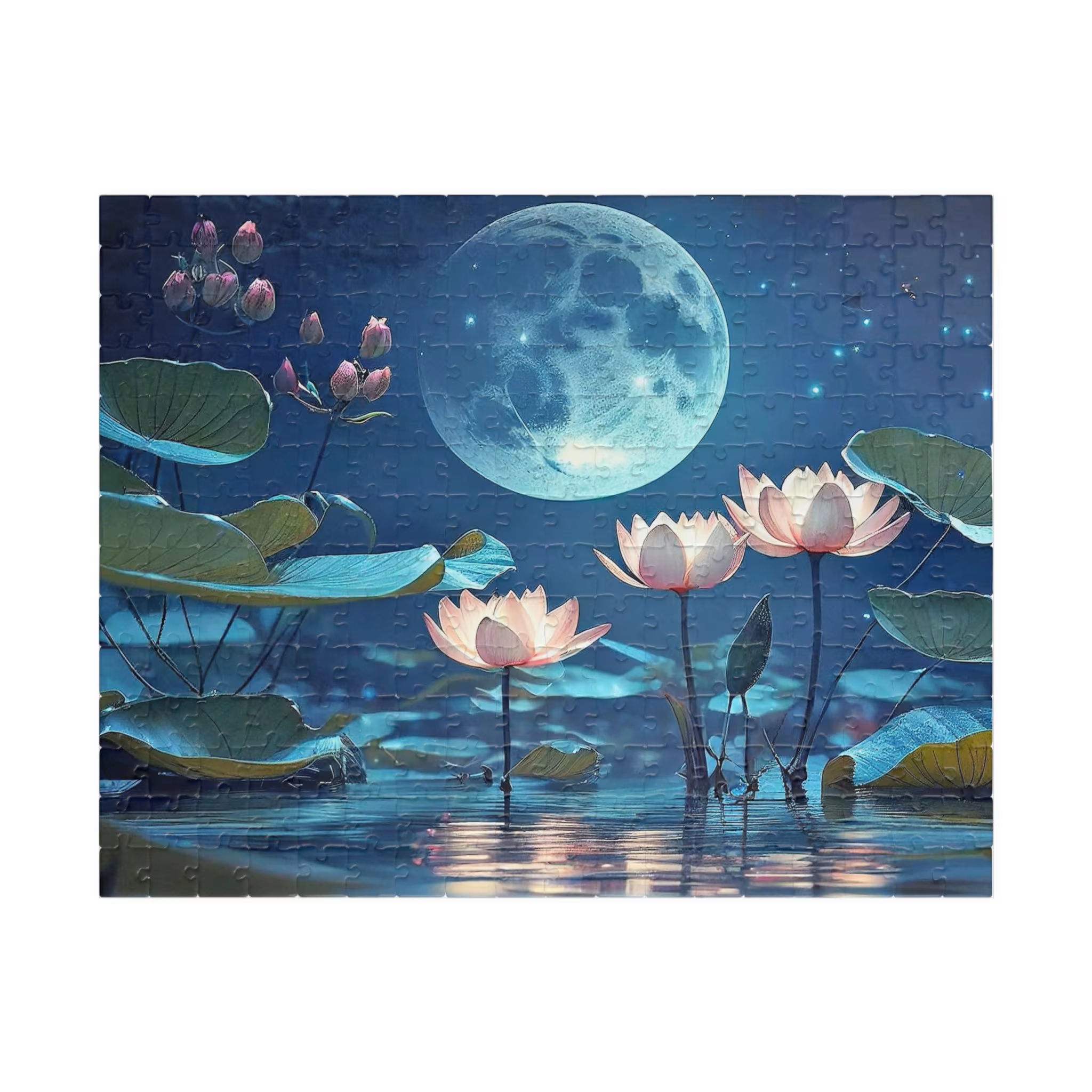 Water Lilies in the Moonlight Jigsaw Puzzle