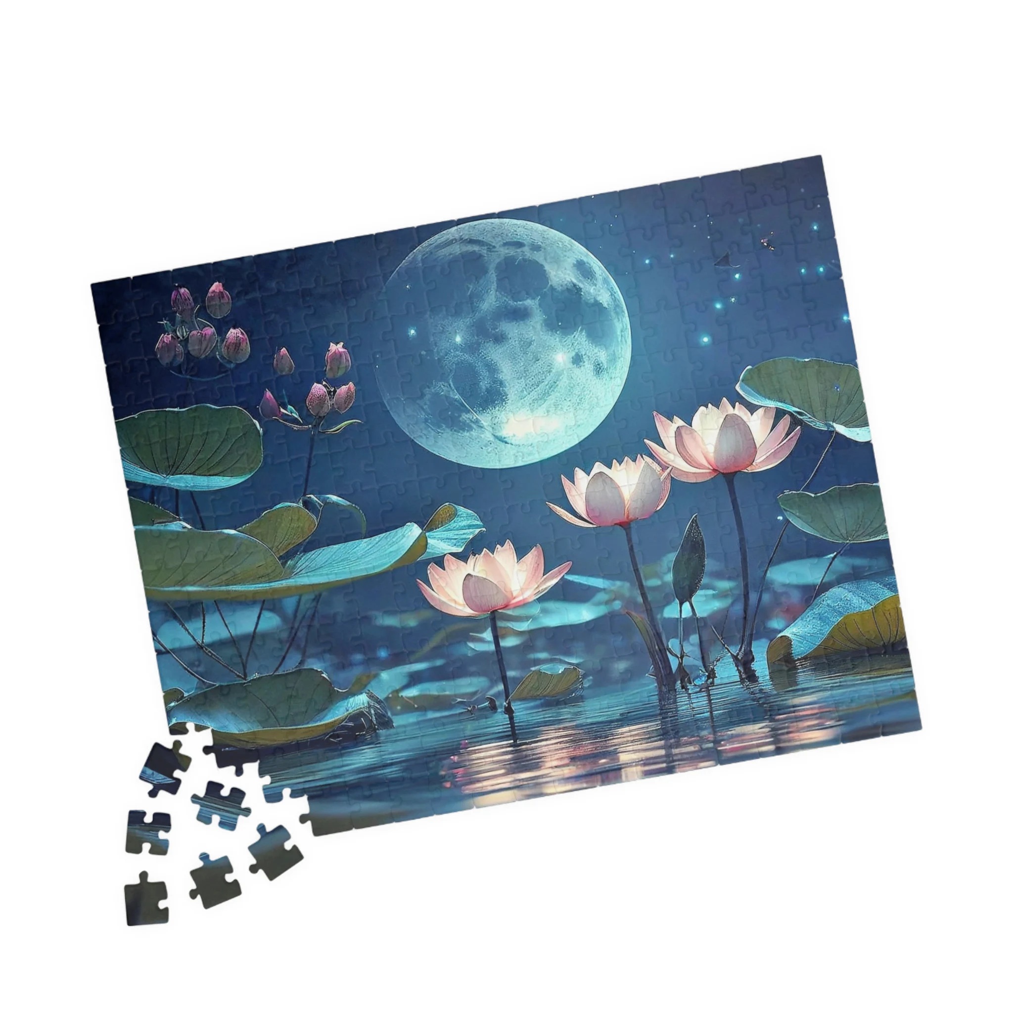 Water Lilies in the Moonlight Jigsaw Puzzle