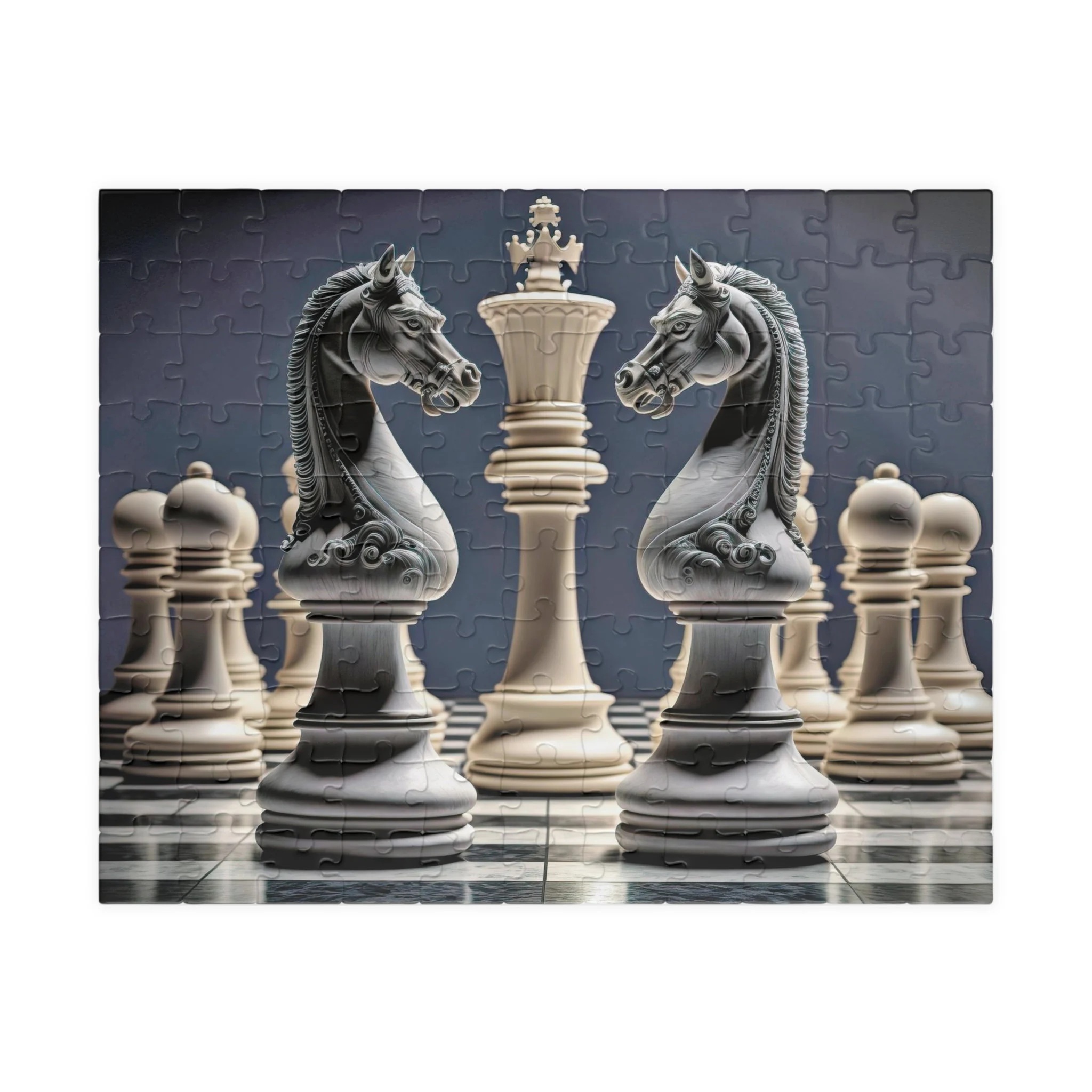 Chess Game Pieces Face Off Jigsaw Puzzle