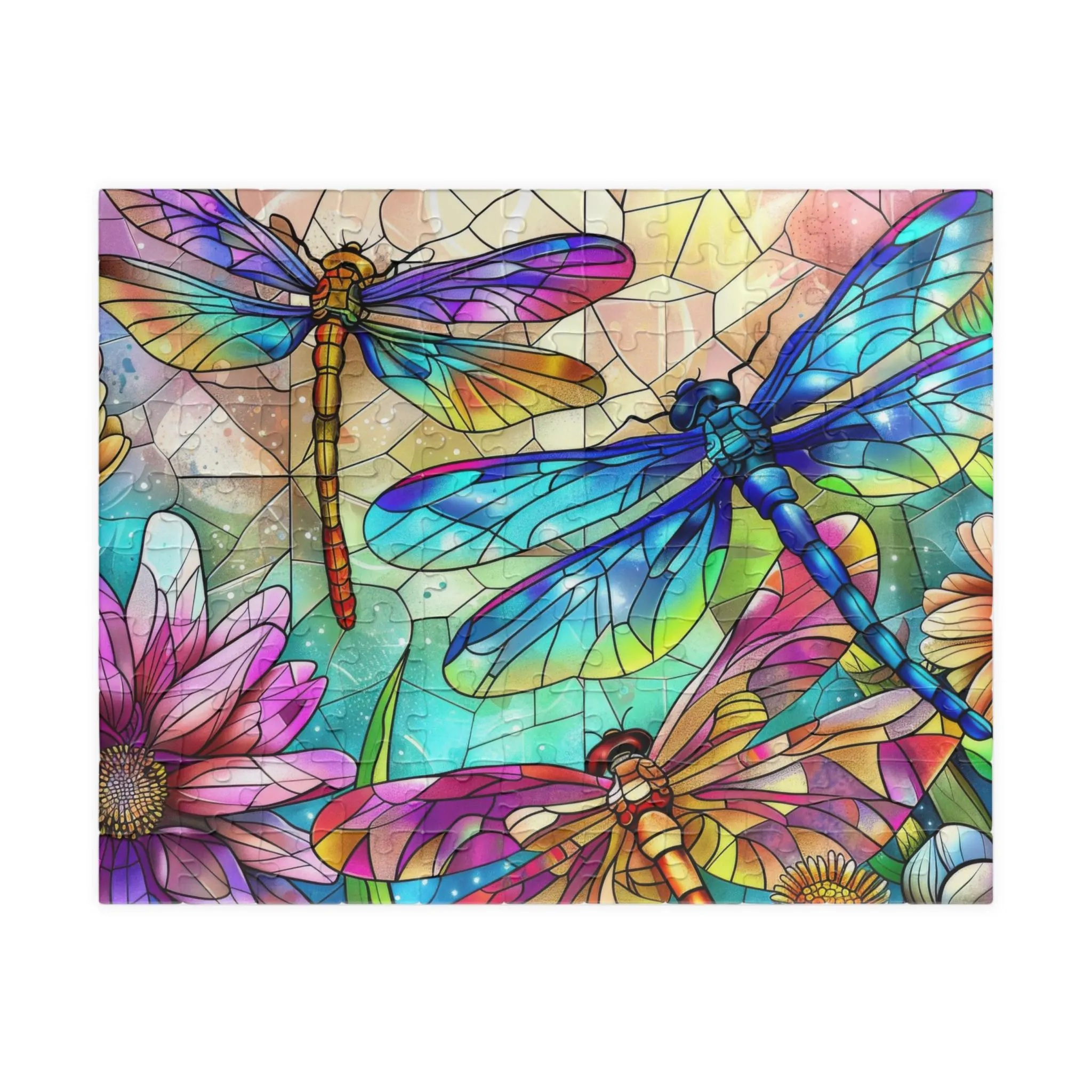 Stained Glass Dragonflies Jigsaw Puzzle
