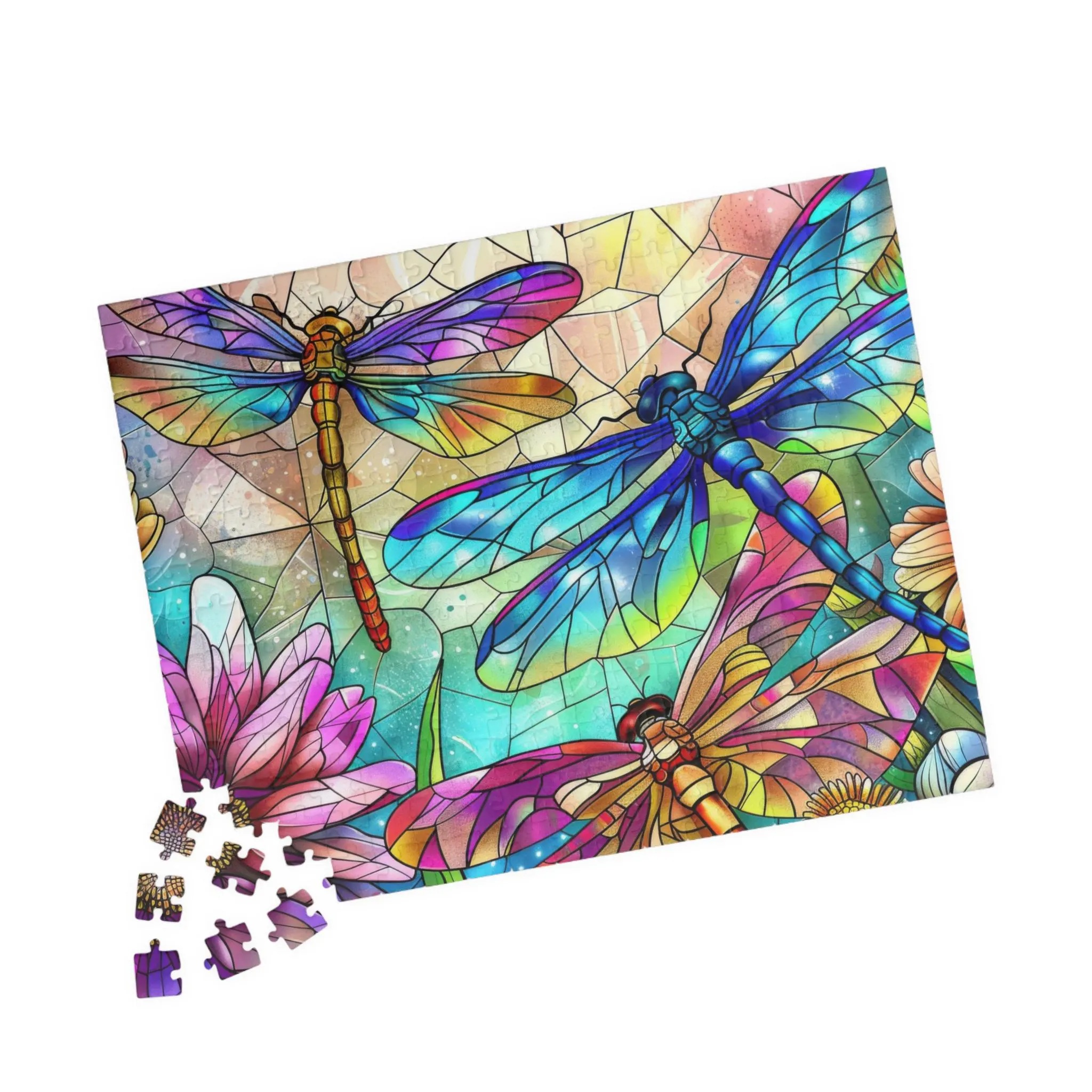 Stained Glass Dragonflies Jigsaw Puzzle