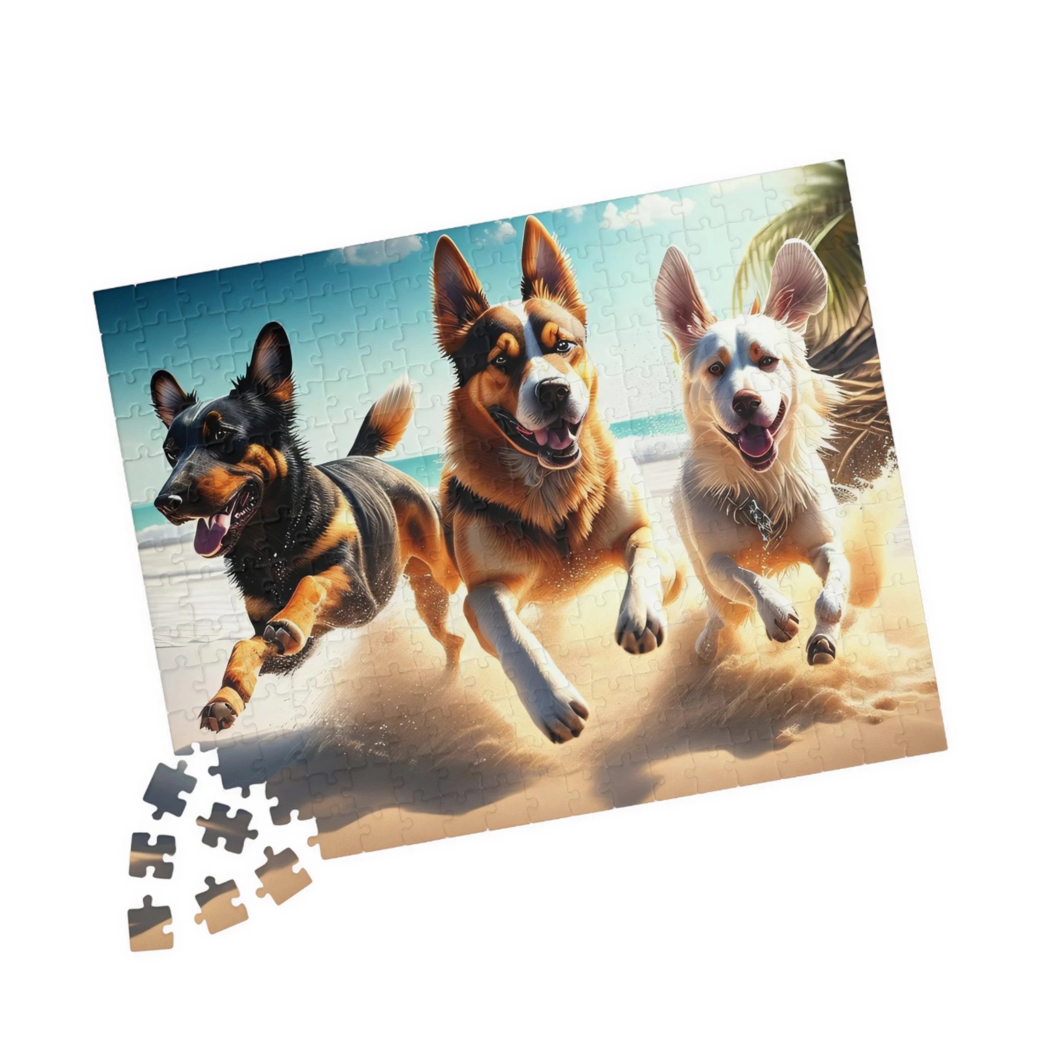 Three Dogs at the Beach Jigsaw Puzzle