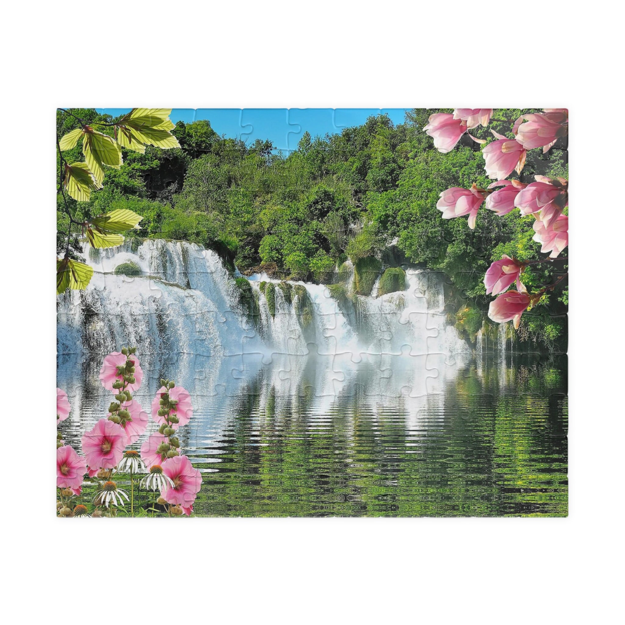 Tranquil Waterfall Scene Jigsaw Puzzle