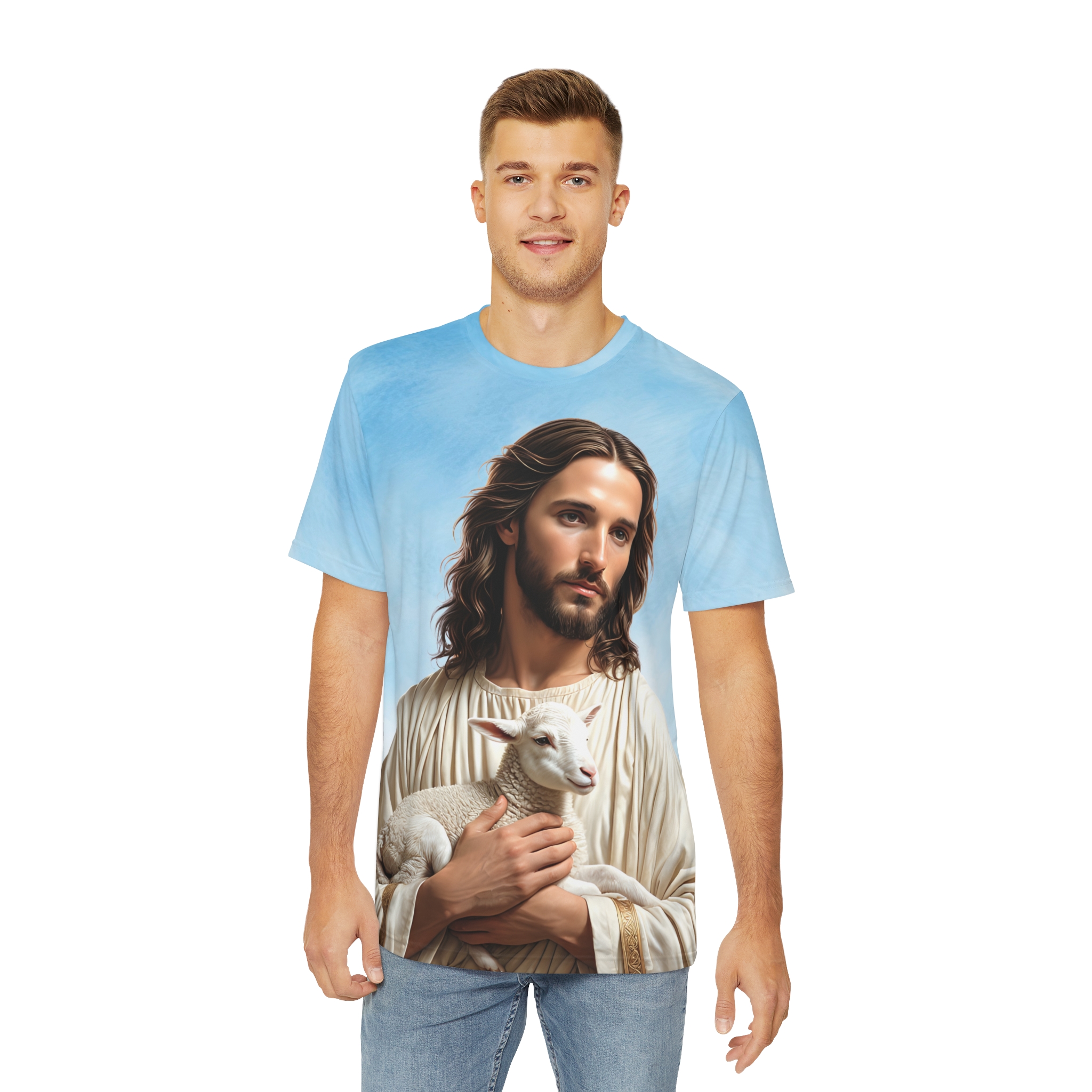 Jesus Holding Lamb Graphic T Shirt