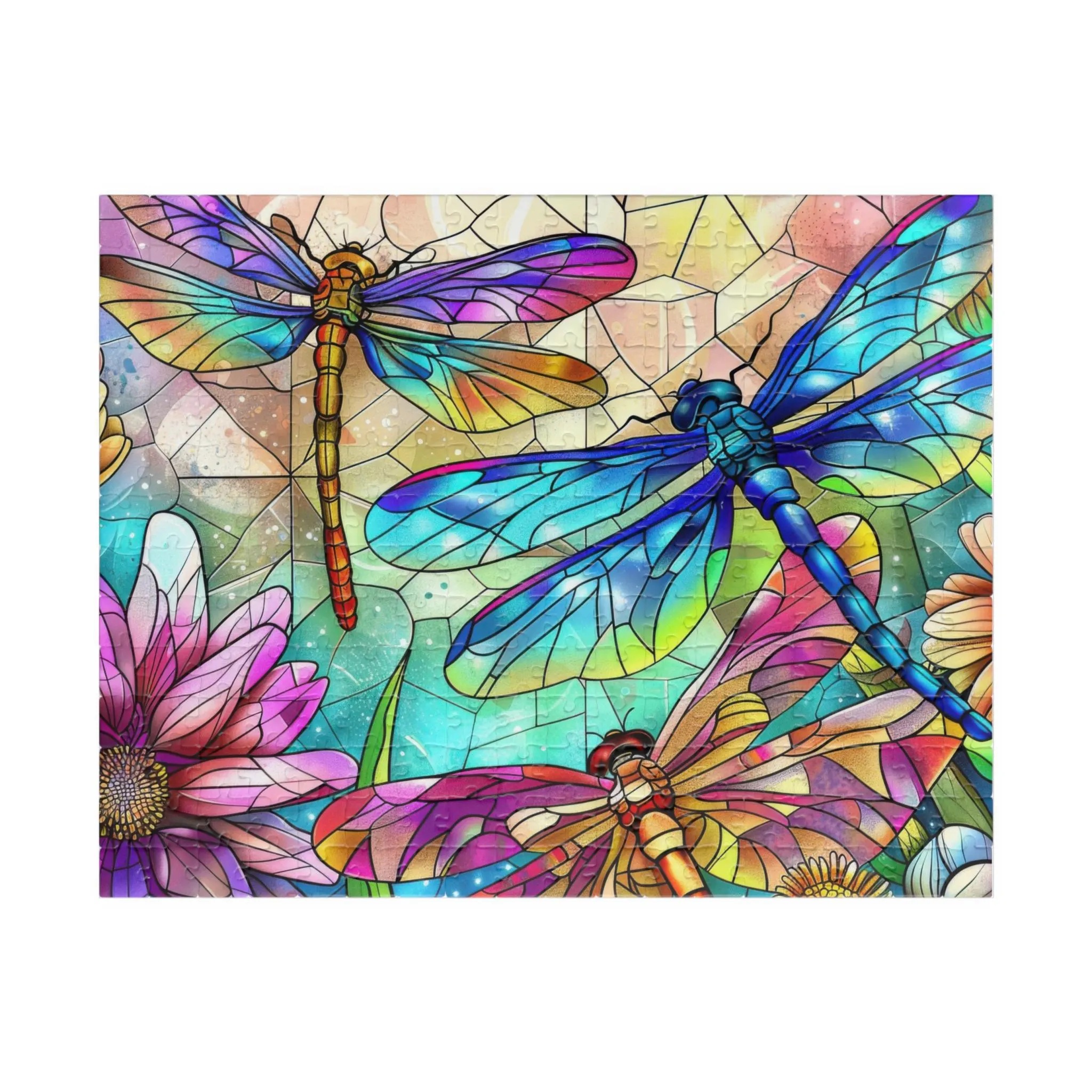 Stained Glass Dragonflies Jigsaw Puzzle