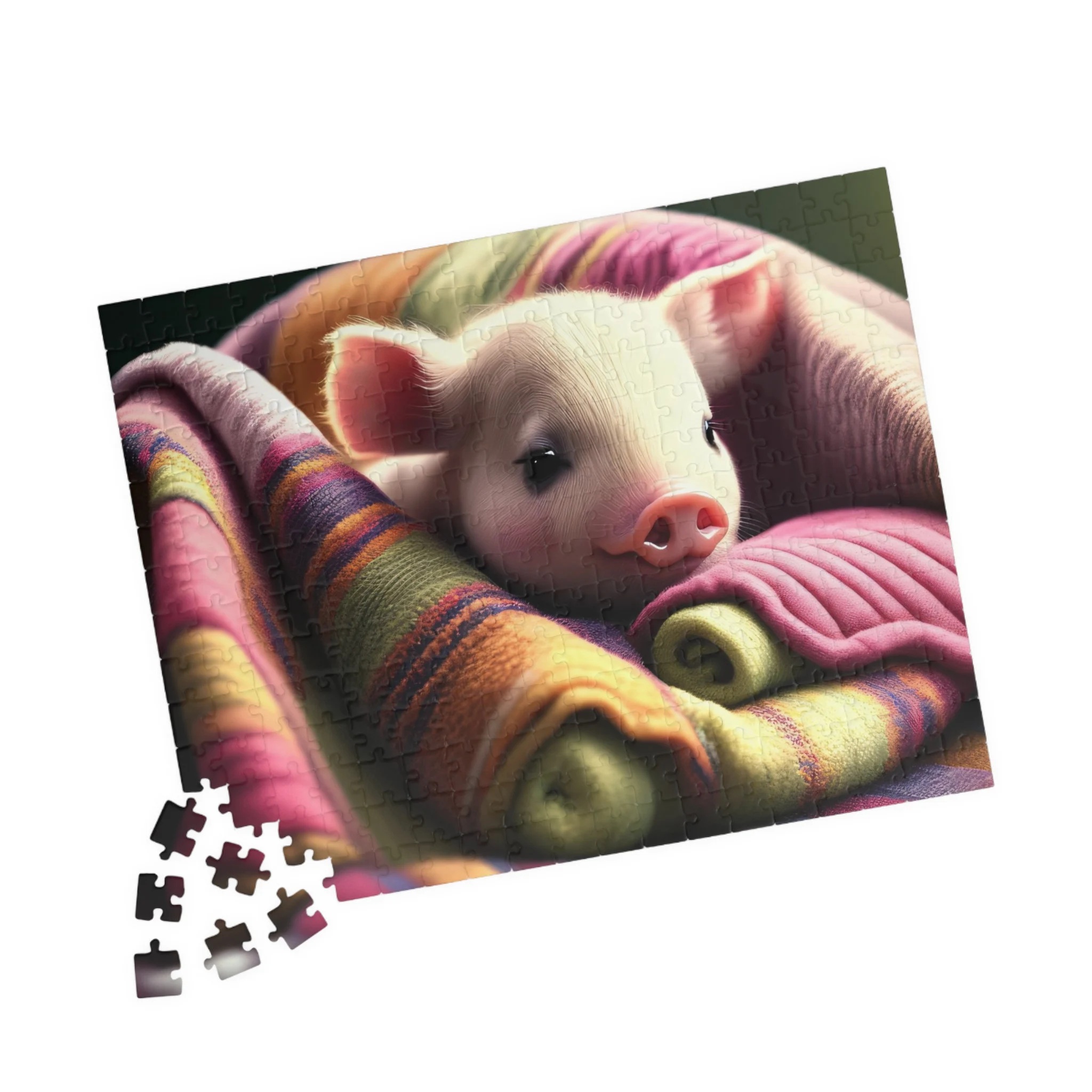 Cute Pig in Blanket Jigsaw Puzzle
