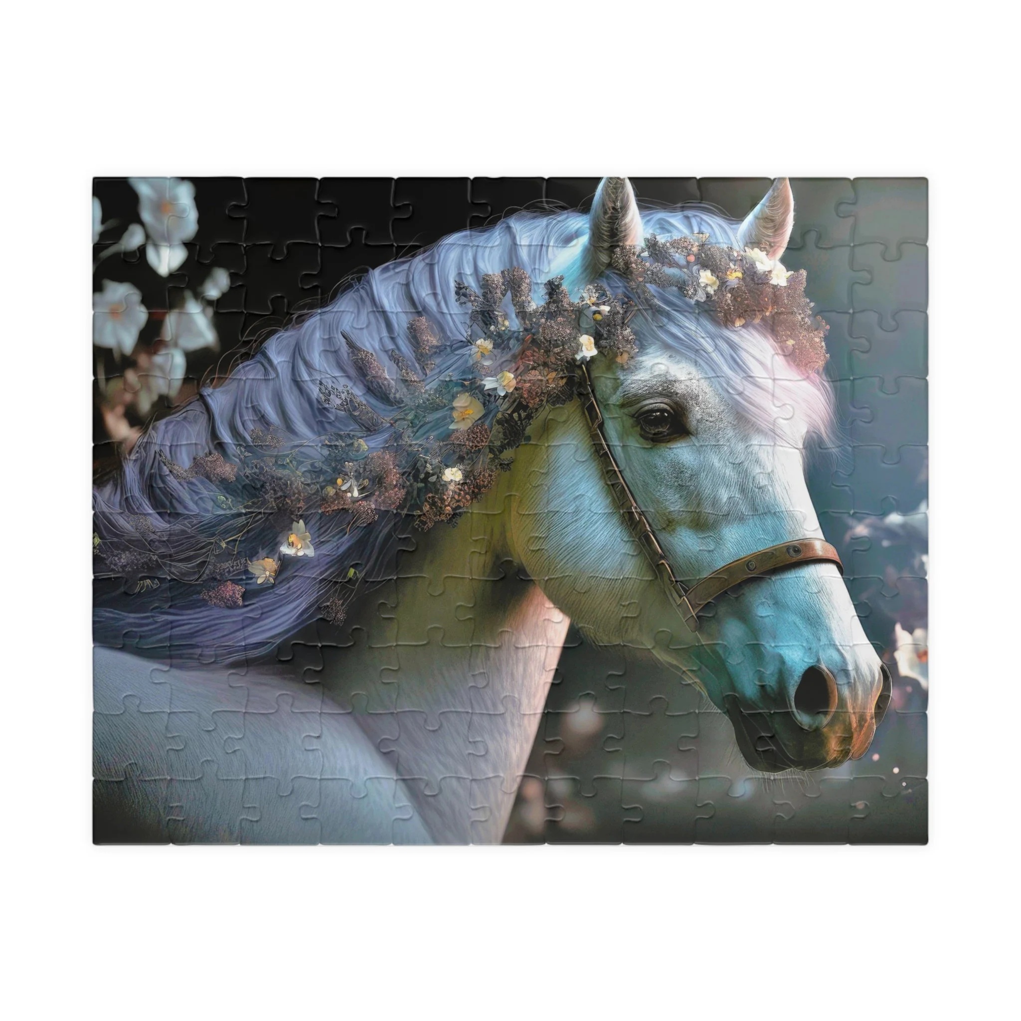 Fancy White Horse Jigsaw Puzzle
