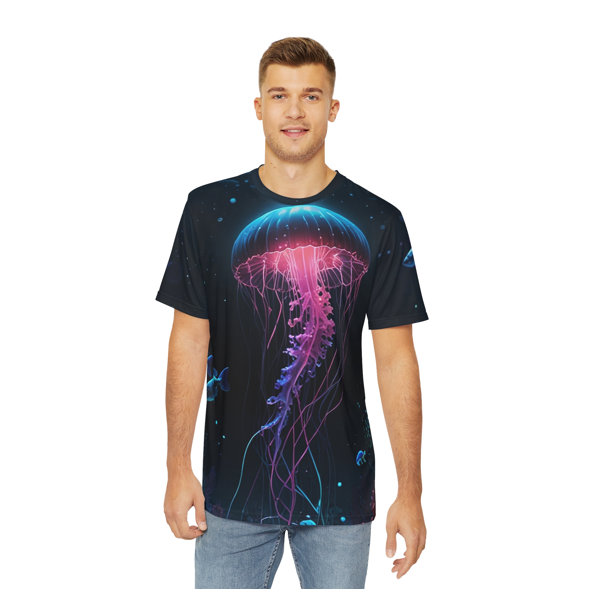 Neon Jellyfish Graphic T Shirt
